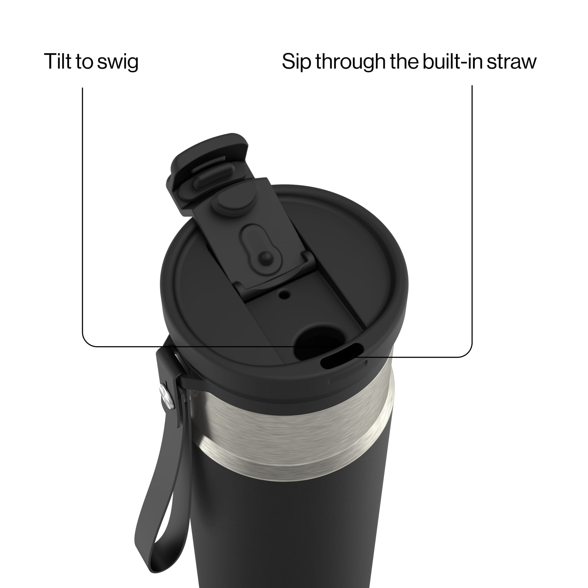 Contigo Water Bottle - 28 Oz, Stainless Steel, Vacuum Insulated Leakproof, DualSip 2-Way Lid, Licorice