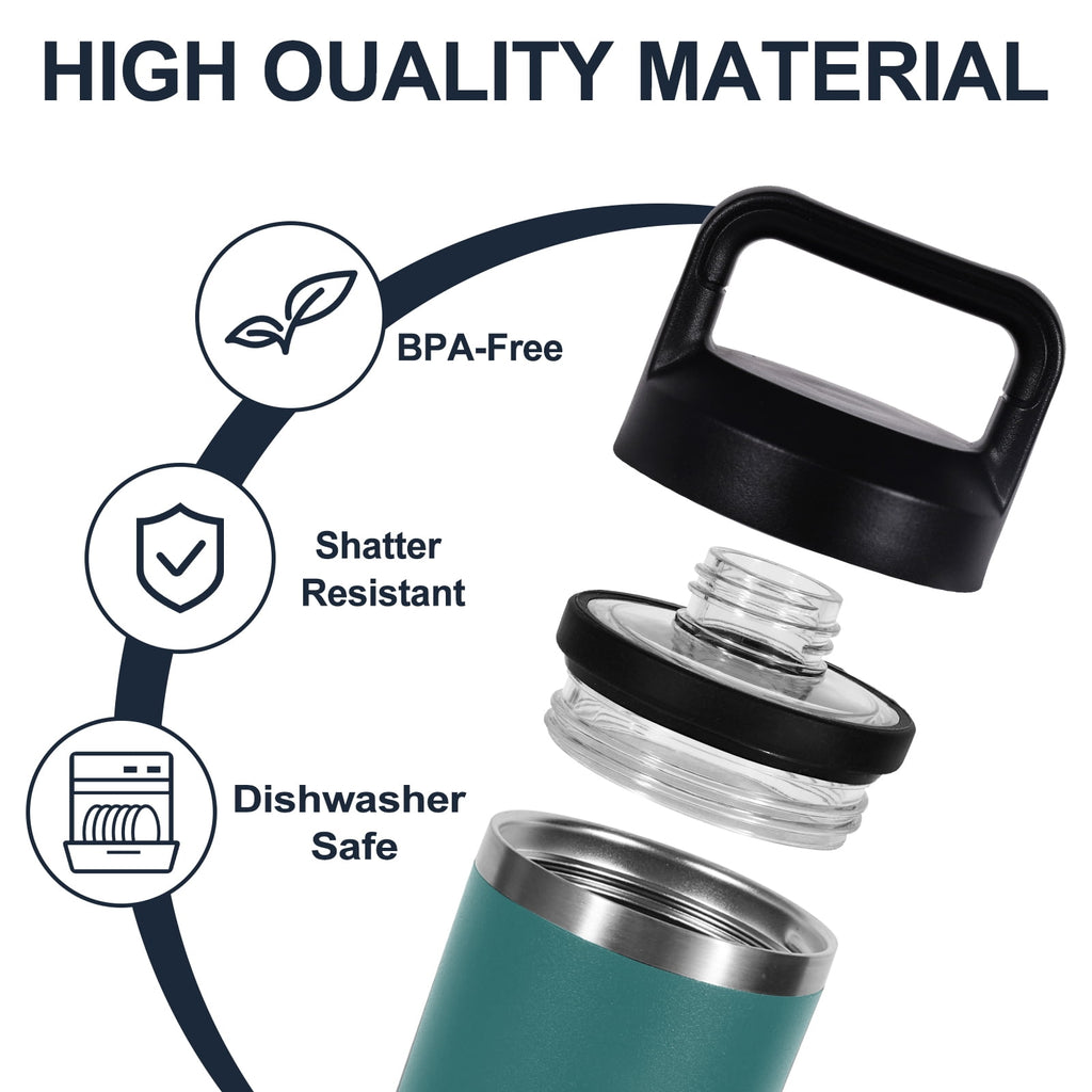 Screw Top Lid Replacement for YETI Rambler Bottle 18/26/36/46/64oz，Compatible with YETI Chug Cap Replacement Lids，Leak-Proof - Durable & Dishwasher-Safe，1 Pack (1)
