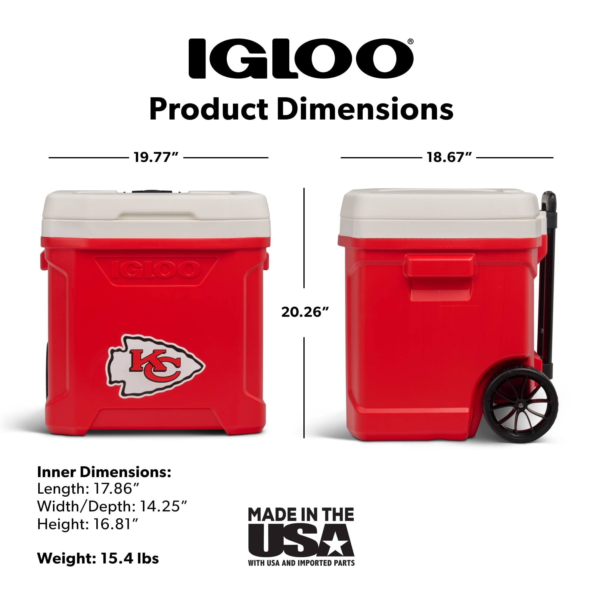 Igloo 60 QT Profile II NFL Rolling Cooler - Kansas City Chiefs, Red
