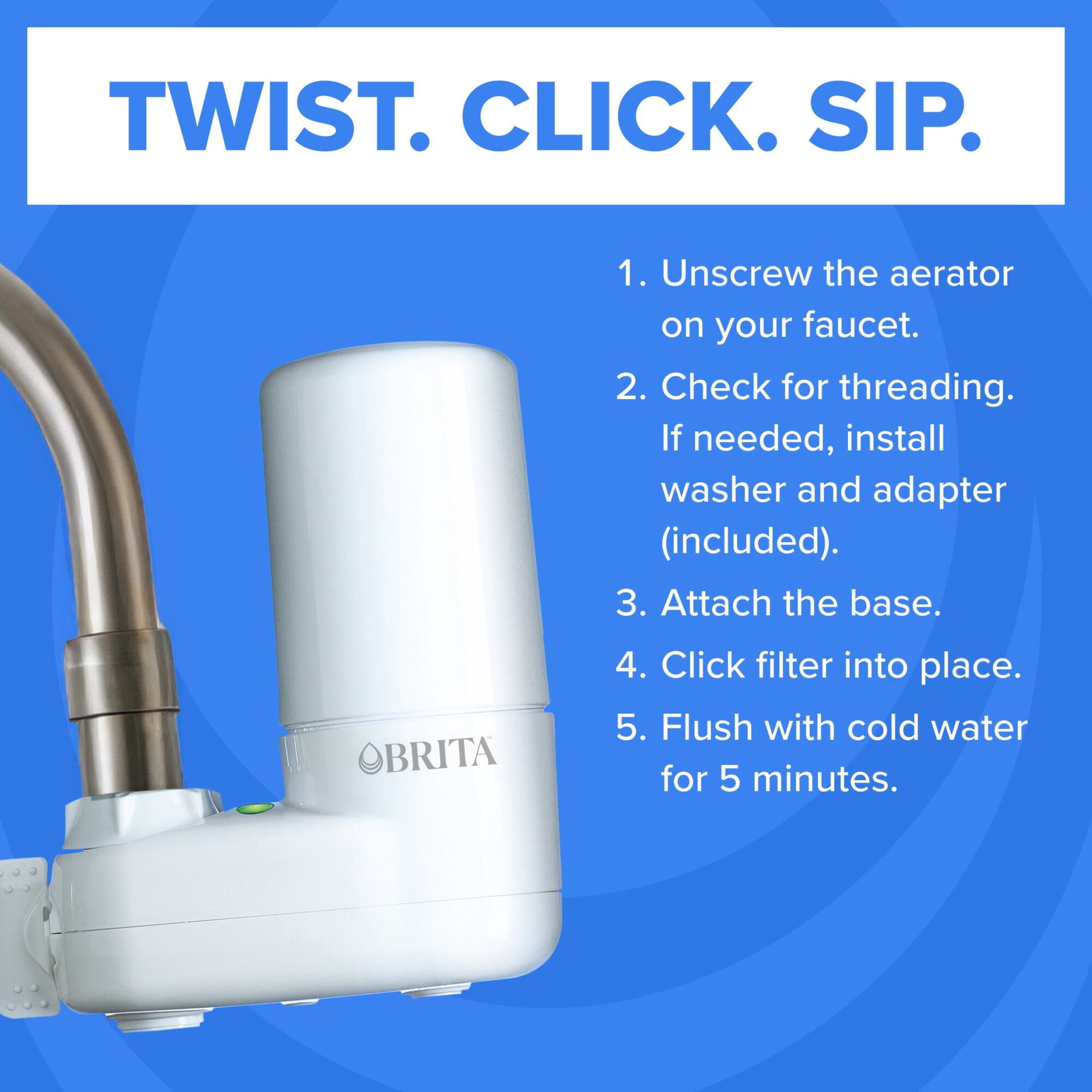 Brita Elite Advanced White - Faucet Water Filter System, 2 Replacement Filters, Reduces Lead