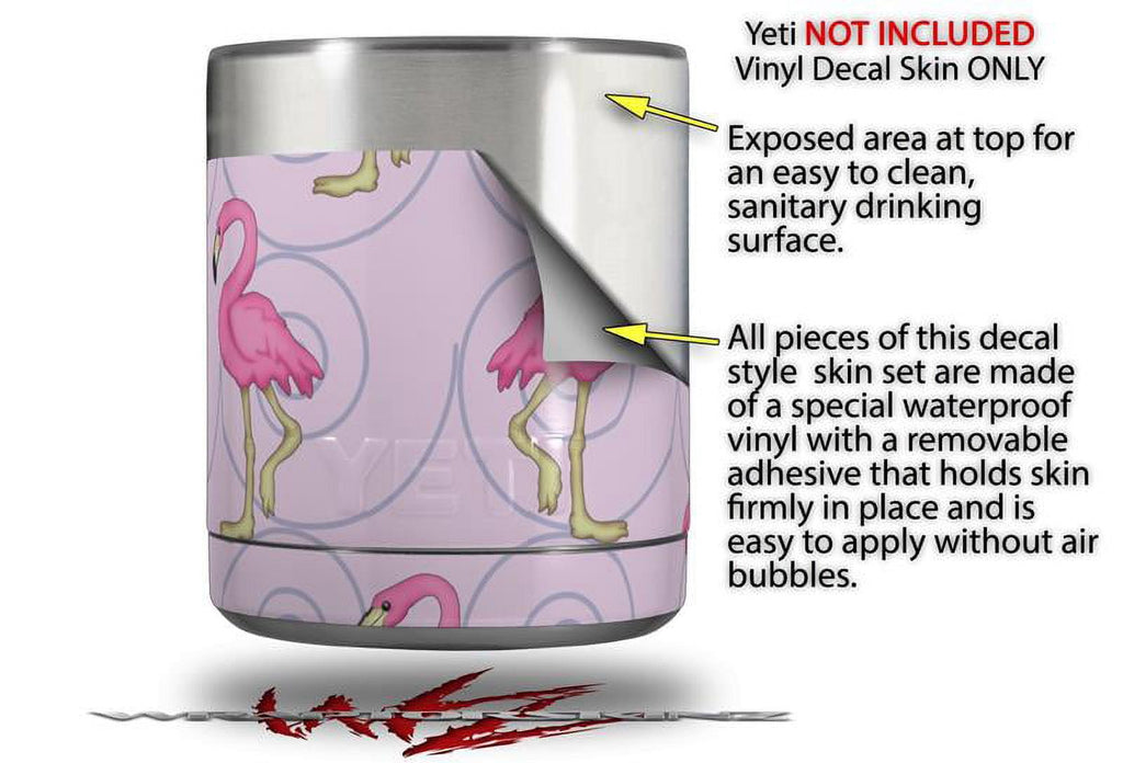 Skin Decal Wrap for Yeti Rambler Lowball - Flamingos on Pink by WraptorSkinz
