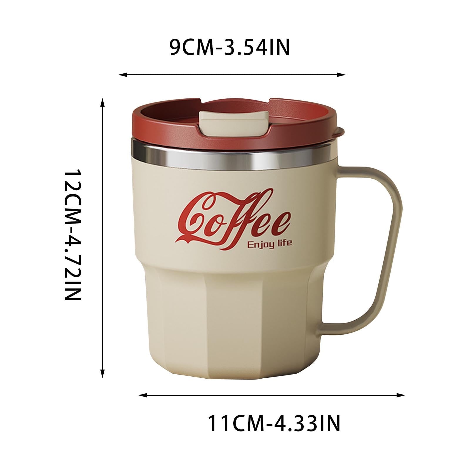 Hometravel 304 Stainless Steel Double Wall Insulated Mug - Heat Proof Handle Travel Tumbler for Home Office, Portable Drinkware for Coffee Tea, Leak Proof Lid