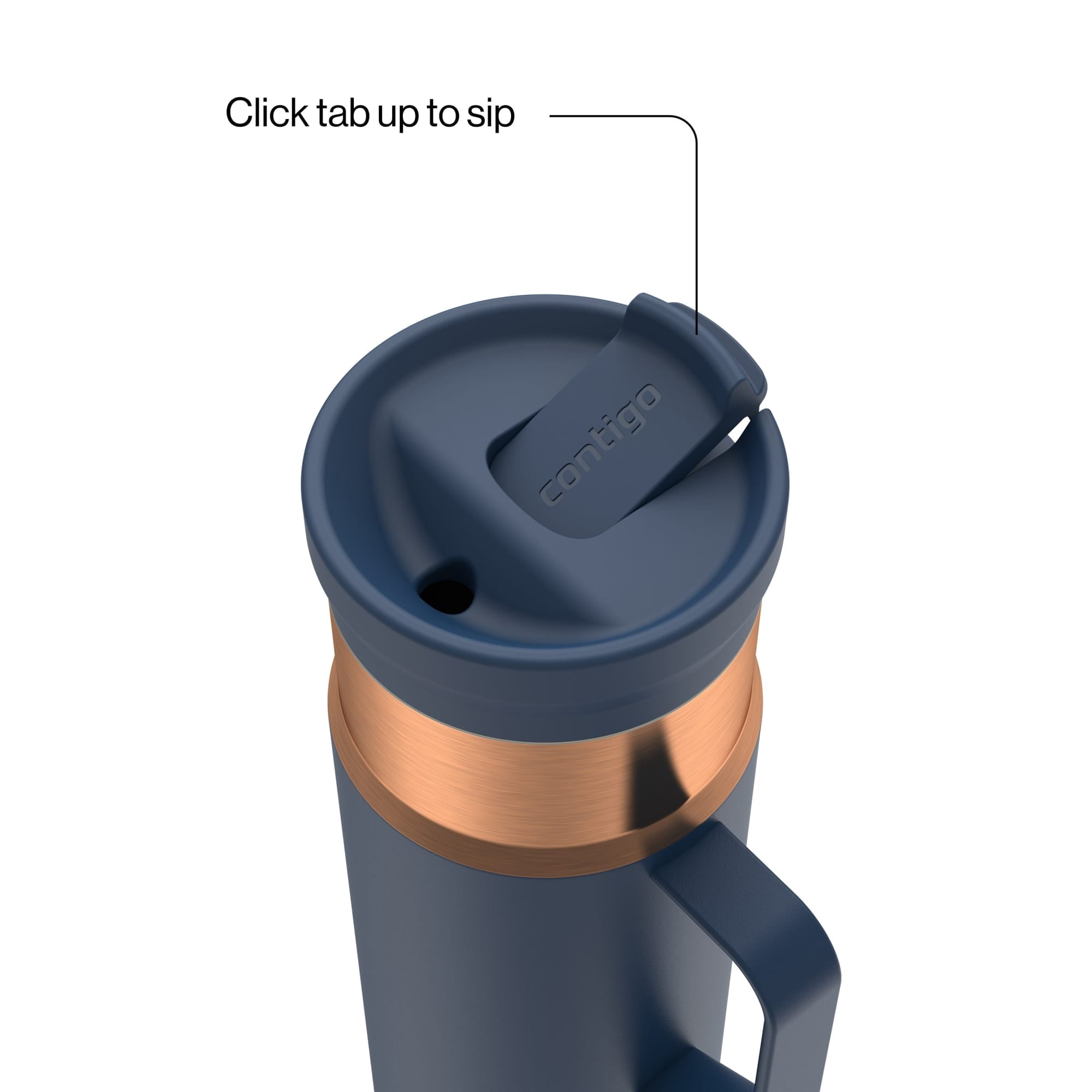 Contigo 20 oz Stainless Steel Travel Mug Tumbler – Leak-Proof Insulated Coffee Mug - Keeps Drinks Hot, Side Handle, Dark Blue/Bronze
