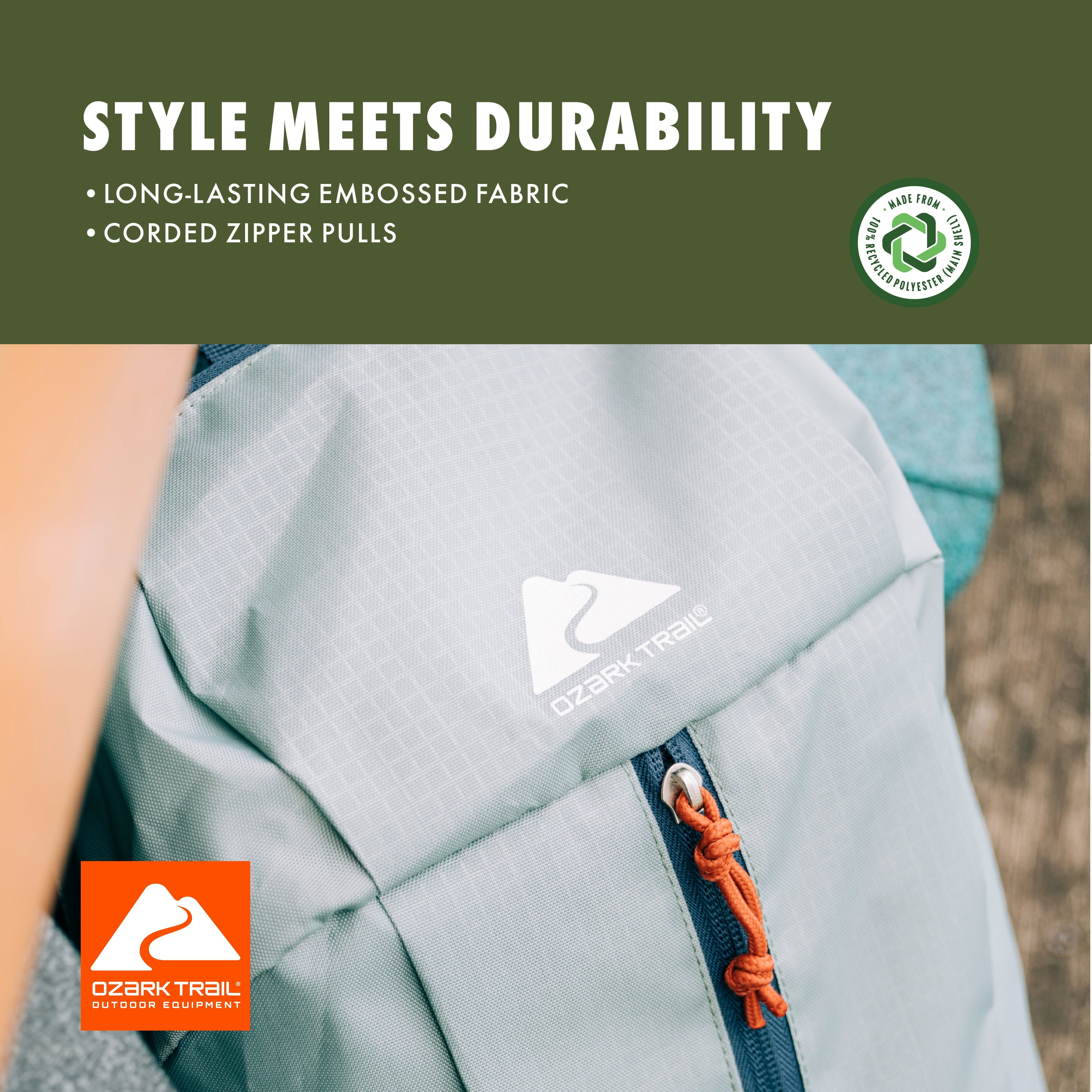 Ozark Trail 10L Daypack - Light Green, Embossed Fabric for Adults or Kids
