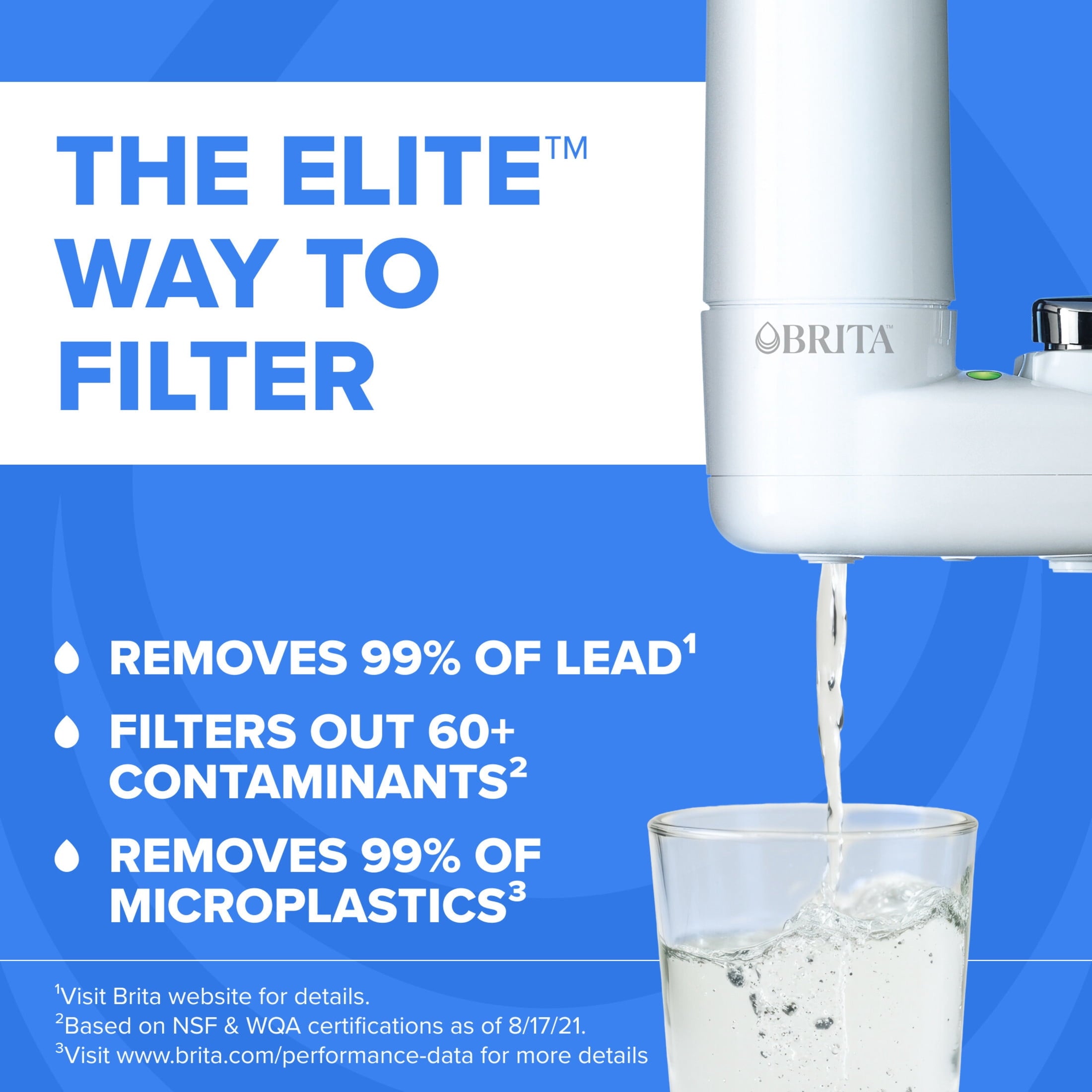 Brita Elite Advanced White - Faucet Water Filter System, 2 Replacement Filters, Reduces Lead