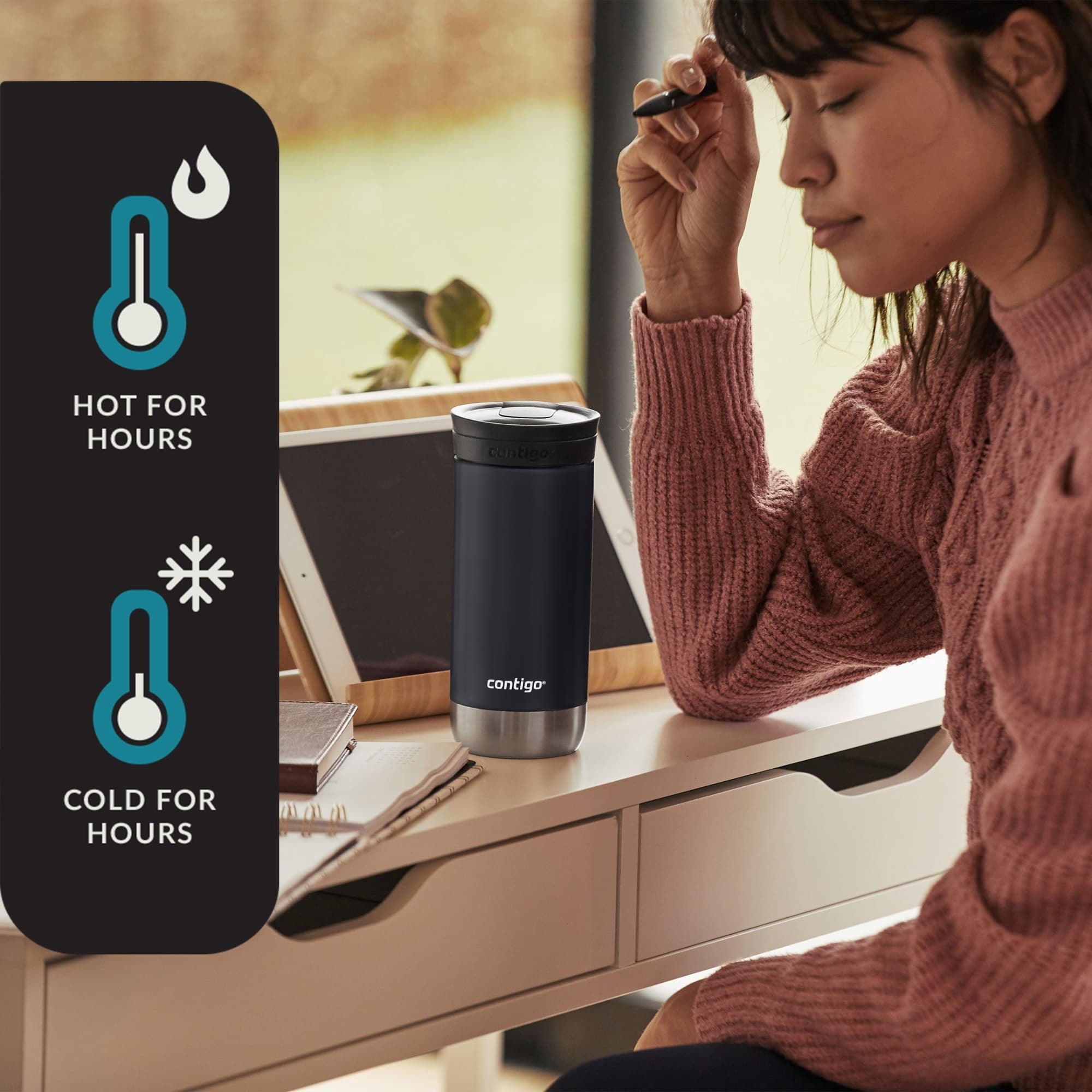 Contigo 16 oz. Huron 2.0 SnapSeal Stainless Steel Travel Mug - Licorice