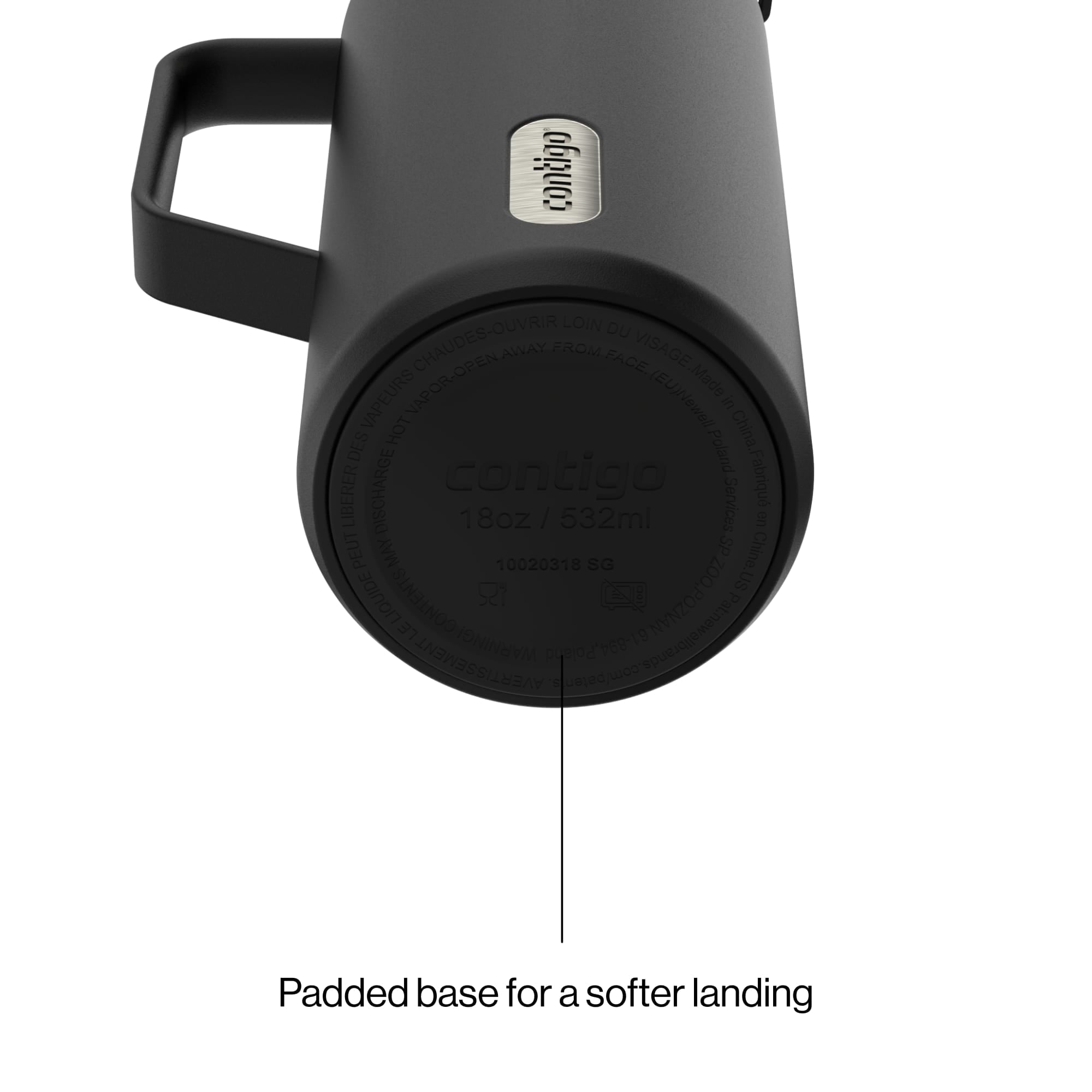 Contigo Water Bottle - 18 Oz, Stainless Steel, Vacuum Insulated Leakproof With Carrying Strap, SnapSeal Lid, Licorice
