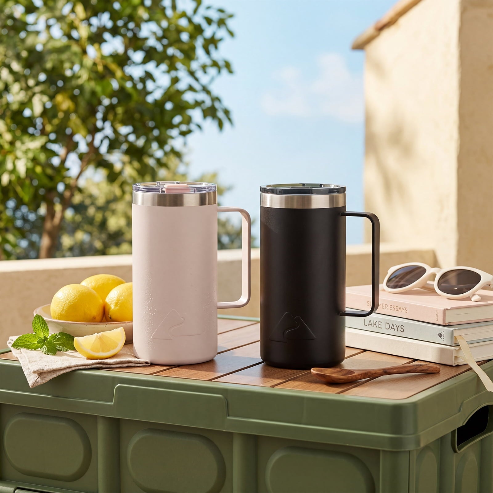 Ozark Trail 22oz Ceramic Lined Stainless Steel Insulated Coffee Mug with Magnetic Tritan Transparent Slider Lid - Frosted Peach