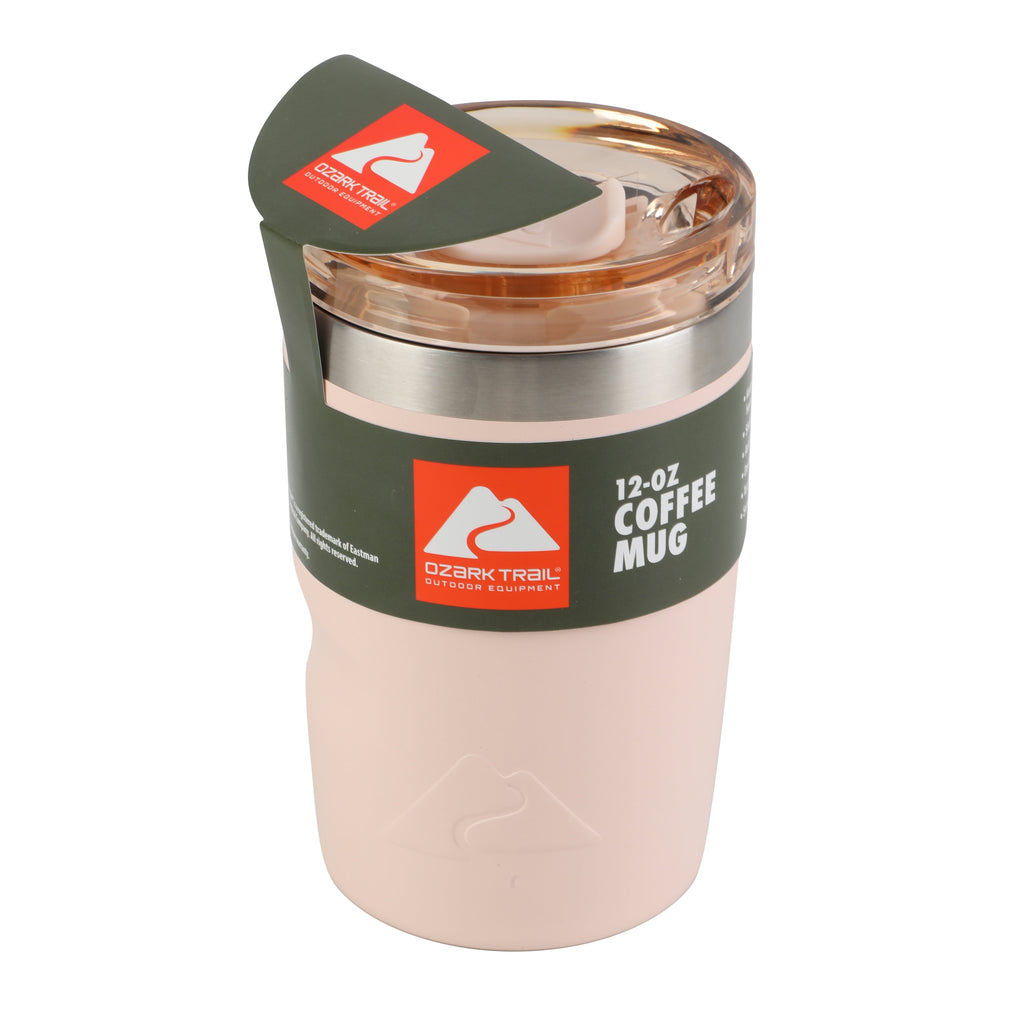 Ozark Trail 12oz Ceramic Lined Stainless Steel Insulated Travel Tumbler with Slider Lid - Frosted Peach