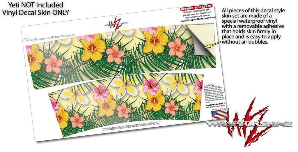 Skin Decal Wrap for Yeti Tumbler Rambler 30 oz Beach Flowers 02 Yellow Sunshine (TUMBLER NOT INCLUDED) by WraptorSkinz