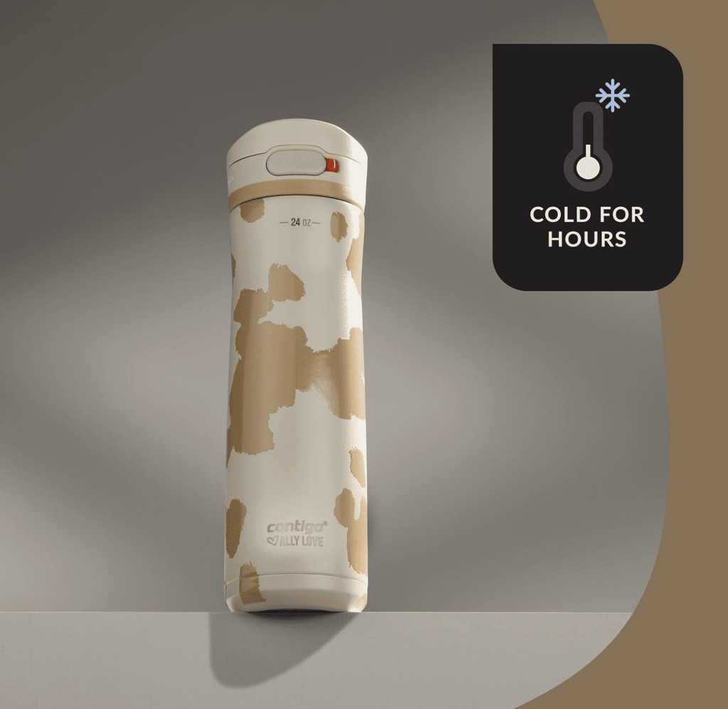Contigo x Ally Love Jackson Chill 2.0 Stainless Steel Water Bottle - AutoPop Lid, 24 oz, Oatmilk
