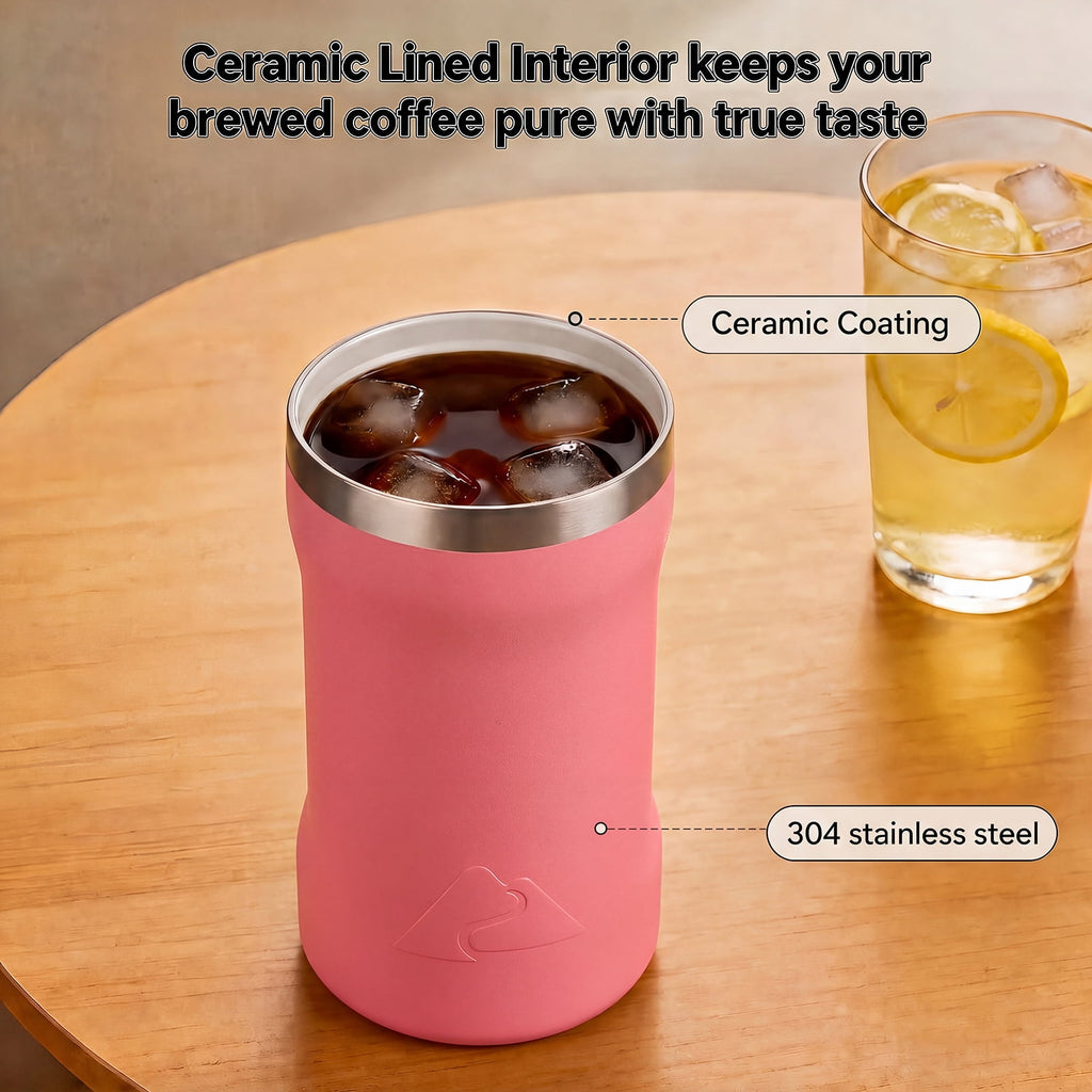 Ozark Trail 16oz Ceramic Lined Stainless Steel Can Tumbler with 2-in-1 Lid - Coral