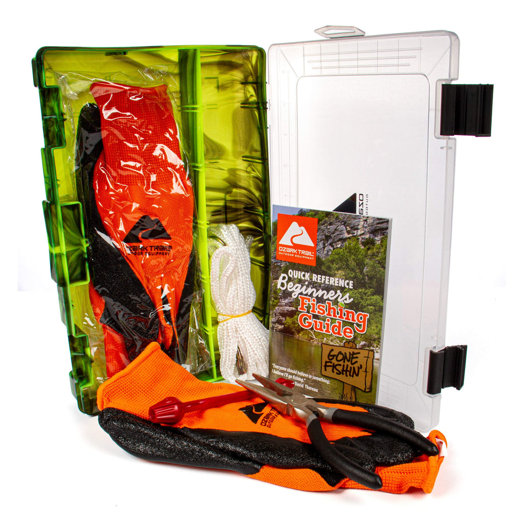 Ozark Trail Fishing Accessory Kit with Pliers - Gloves, Stringer & Utility Tray