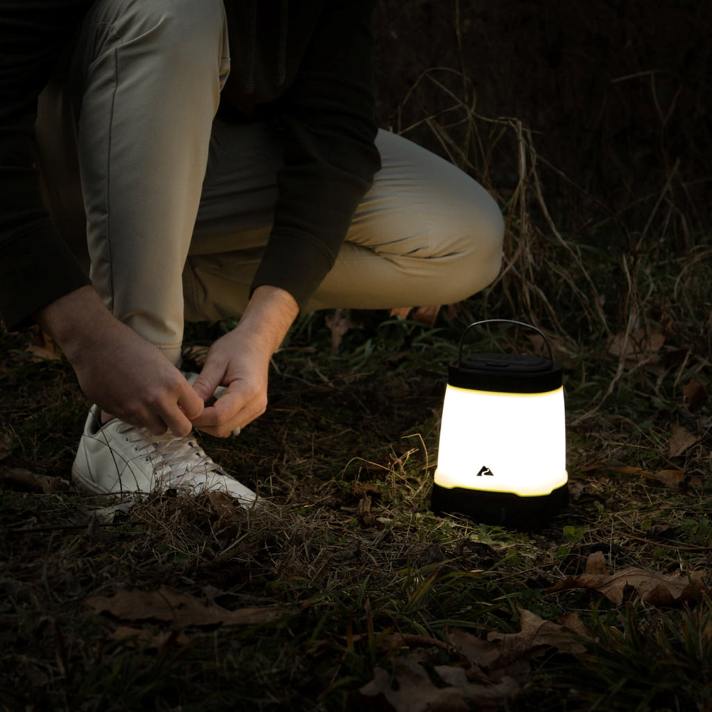 Ozark Trail 4000 Lumen Rechargeable LED Lantern with Qi Wireless Charging Pad – 4 Light Modes - Water-Resistant, Green and Gray