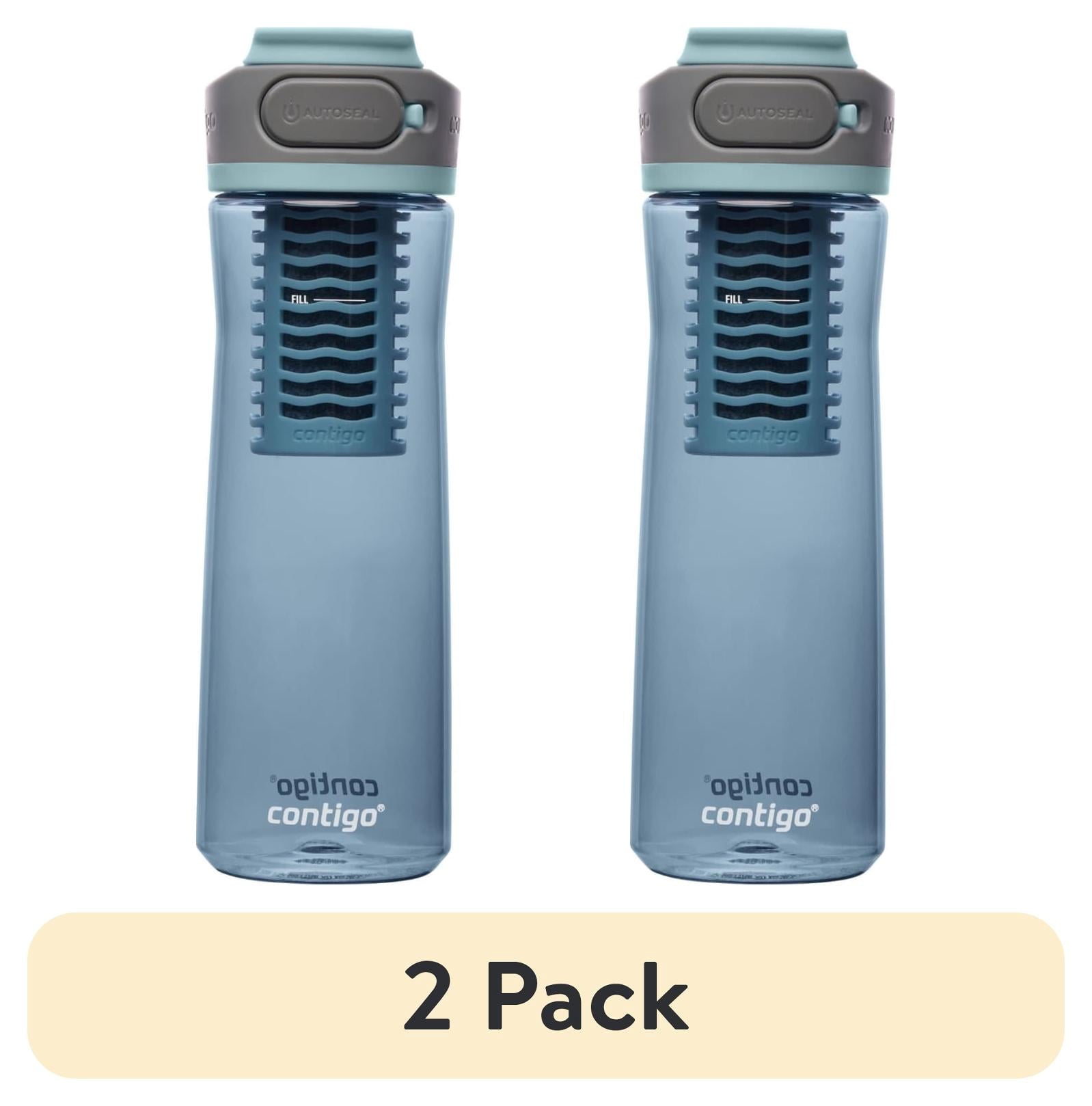 Contigo Clybourn Plastic FreeFlow Filter Water Bottle with AUTOSEAL Lid 24 oz. - Dark Ice, with Replacable Filter - 2-Pack