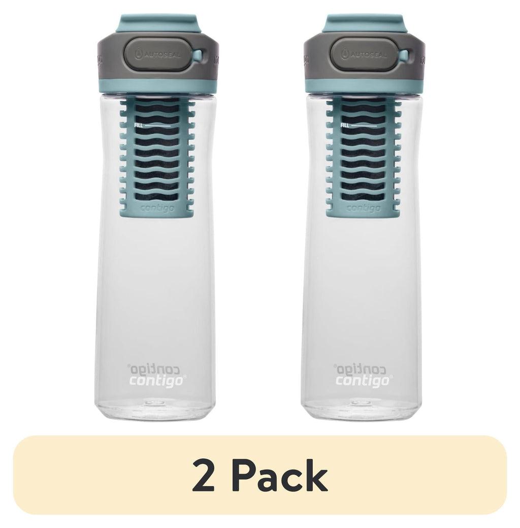 Contigo Clybourn Plastic FreeFlow Filter Water Bottle with AUTOSEAL Lid 24 oz. - Salt, with Replacable Filter - 2-Pack