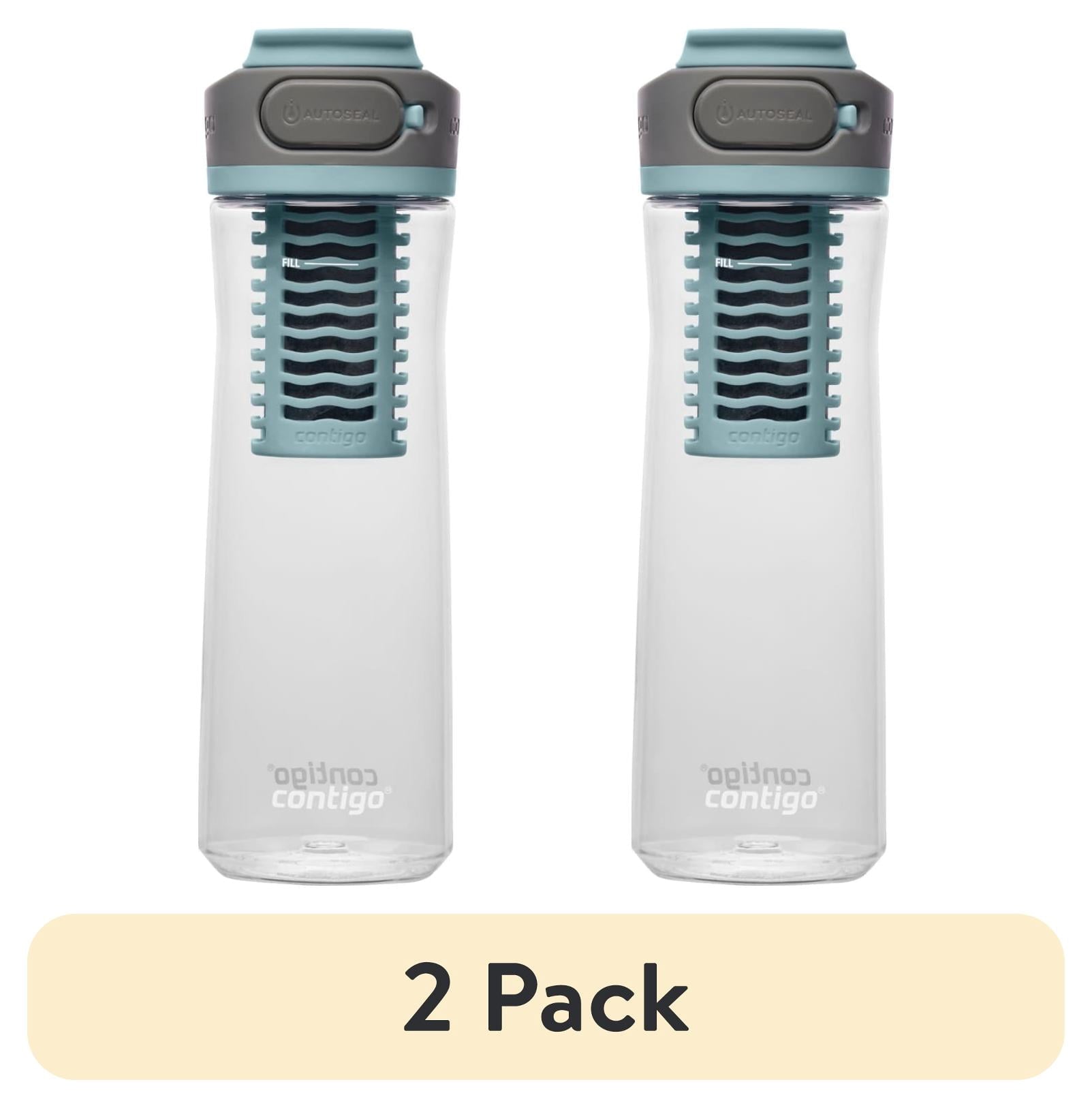 Contigo Clybourn Plastic FreeFlow Filter Water Bottle with AUTOSEAL Lid 24 oz. - Salt, with Replacable Filter - 2-Pack