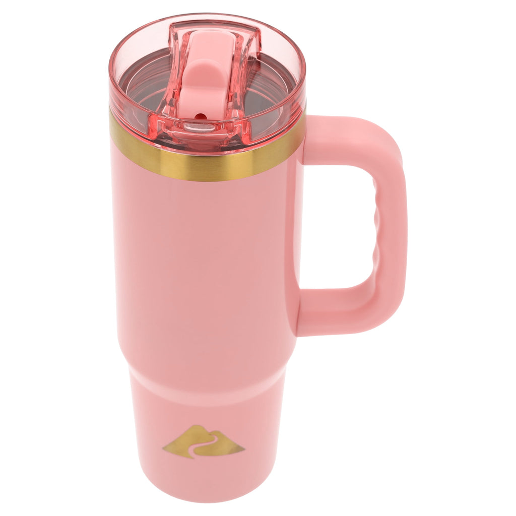 Ozark Trail 30 oz Stainless Steel Insulated Travel Tumbler with Handle and Flip Straw Lid - Rose Shimmer
