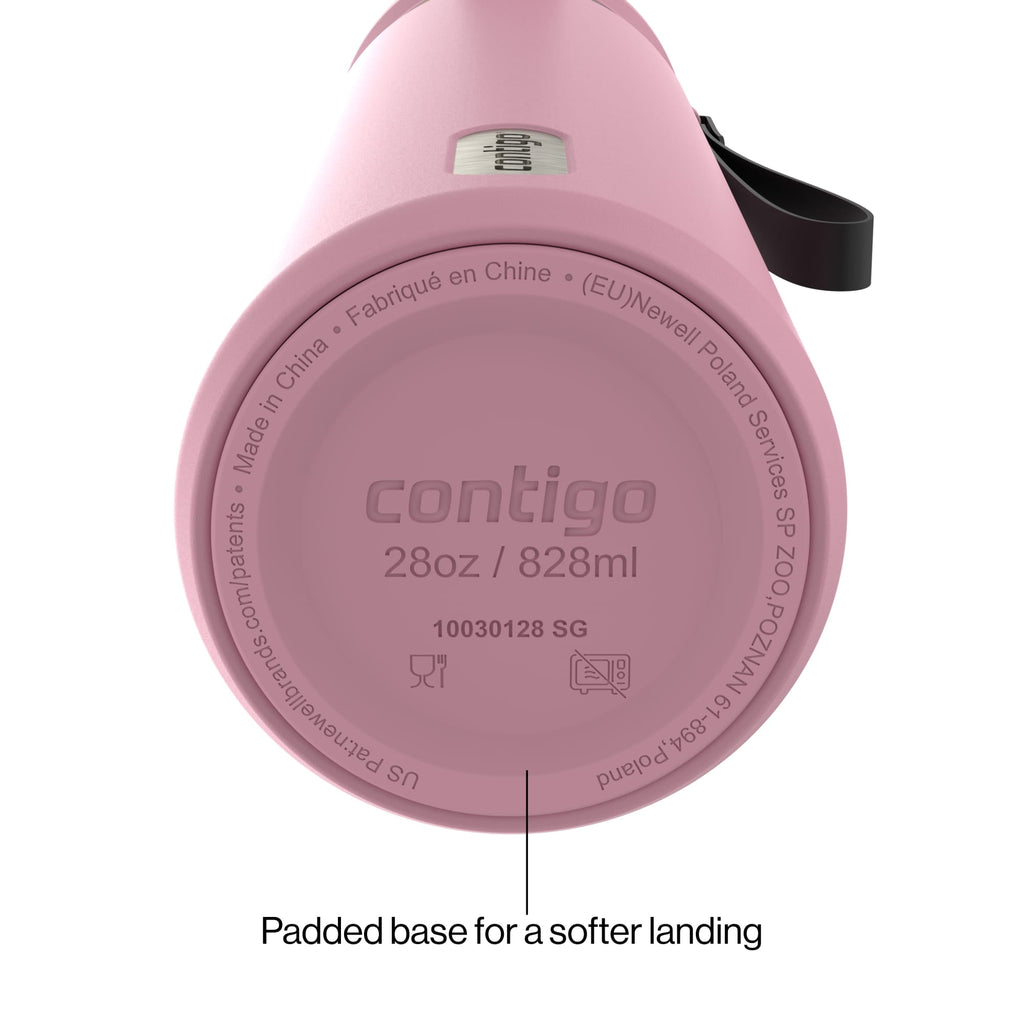 Contigo Water Bottle - 28 Oz, Stainless Steel, Vacuum Insulated Leakproof, DualSip 2-Way Lid, Pink Diamond