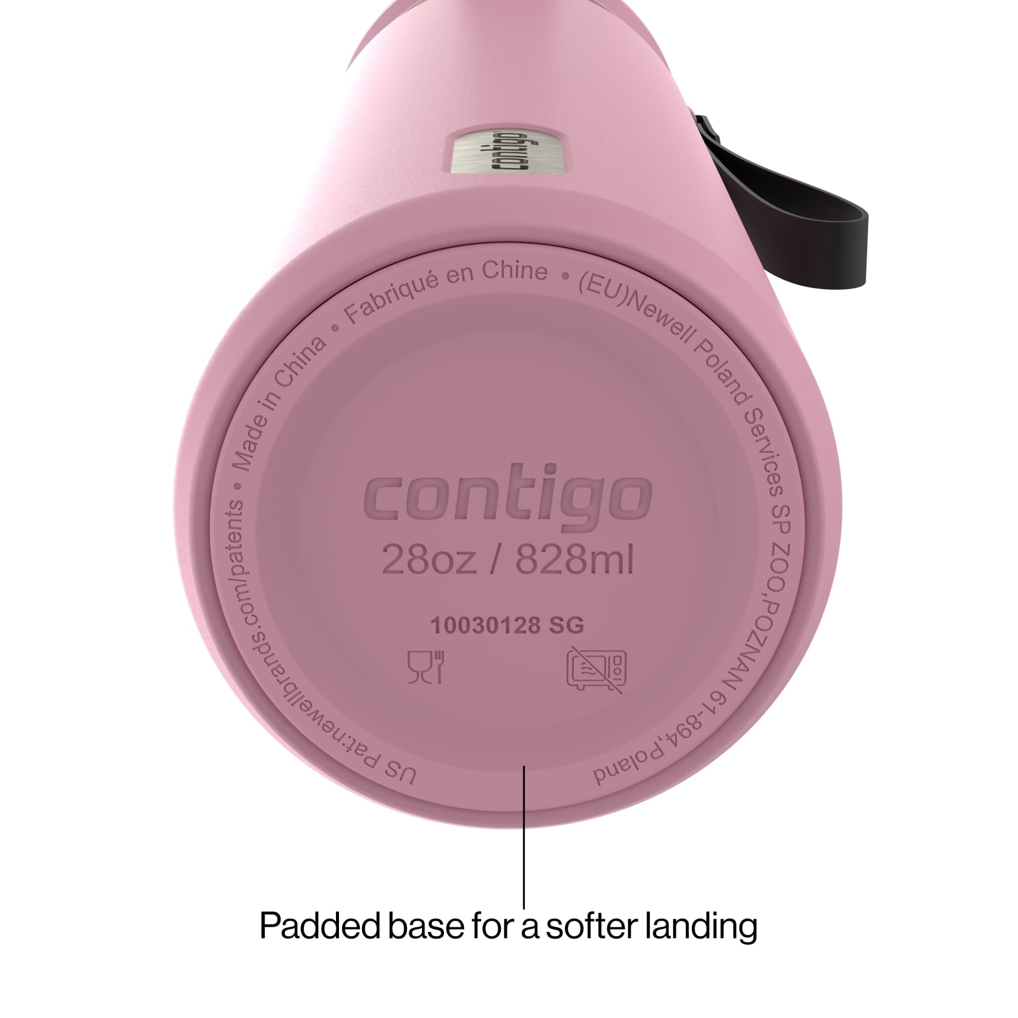 Contigo Water Bottle - 28 Oz, Stainless Steel, Vacuum Insulated Leakproof, DualSip 2-Way Lid, Pink Diamond