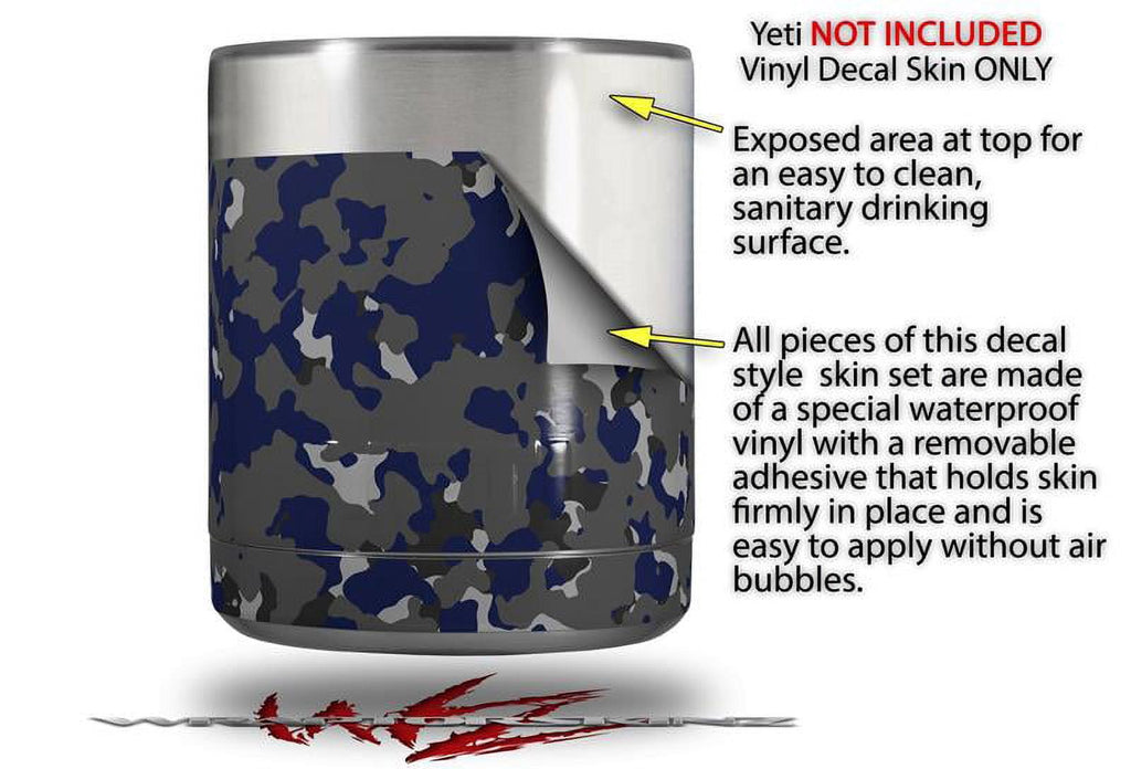 Skin Decal Wrap for Yeti Rambler Lowball - WraptorCamo Old School Camouflage Camo Blue Navy by WraptorSkinz