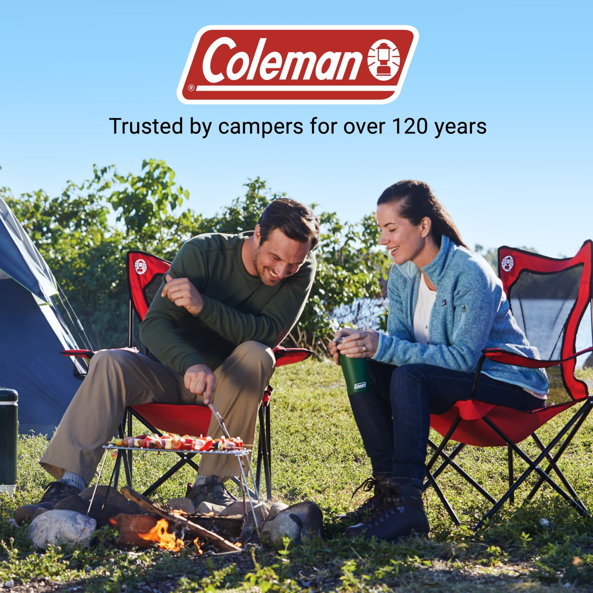 Coleman Broadband Mesh Quad Adult Camping Chair - Red