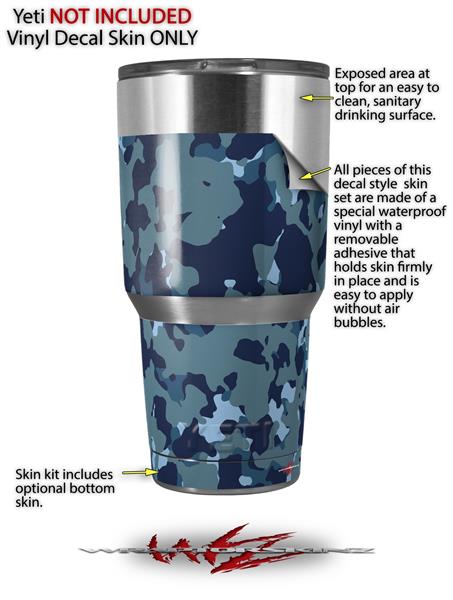 Skin Decal Wrap for Yeti Tumbler Rambler 30 oz WraptorCamo Old School Camouflage Camo Navy ( 30oz TUMBLER NOT INCLUDED )