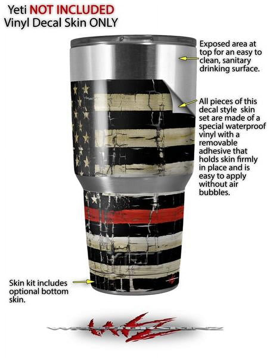 Skin Decal Wrap for Yeti Tumbler Rambler 30 oz Painted Faded and Cracked Red Line USA American Flag ( 30oz TUMBLER NOT INCLUDED )