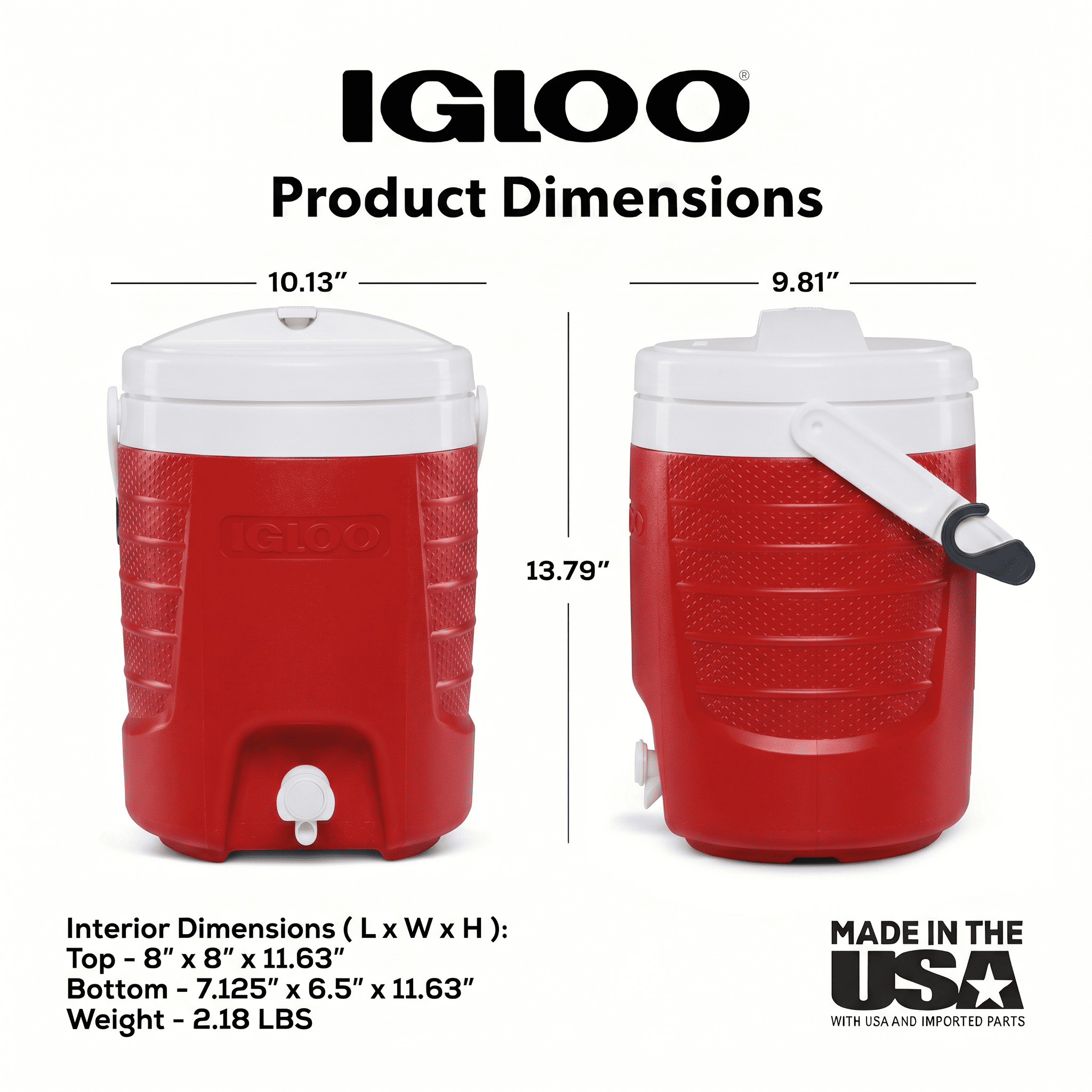 Igloo 2 Gallon Sports Plastic Beverage Jug with Hooks - Red