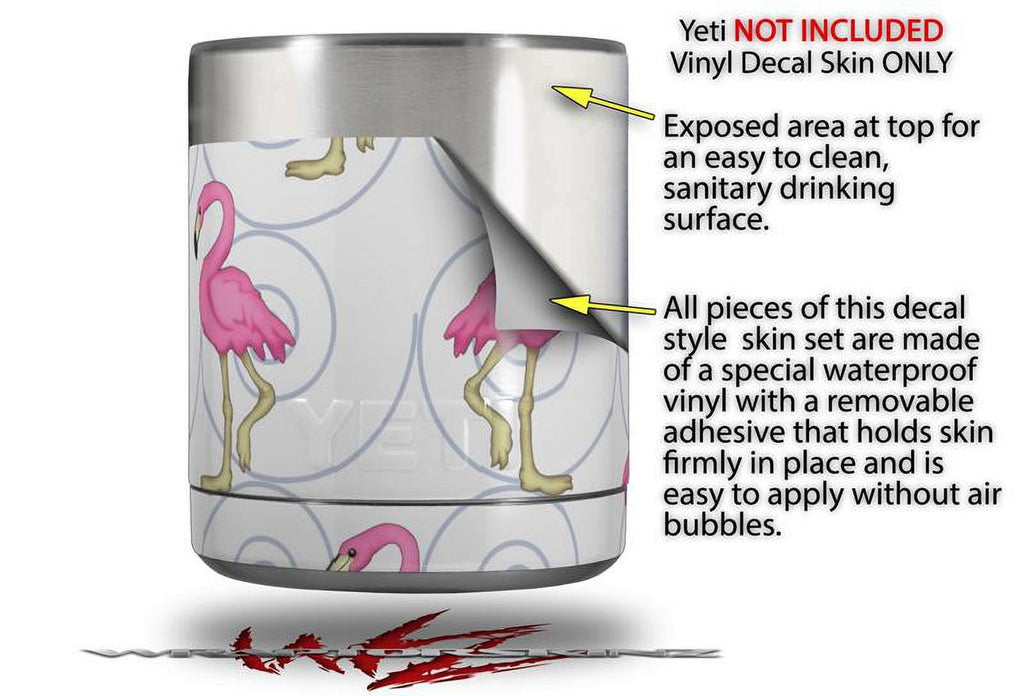 Skin Decal Wrap for Yeti Rambler Lowball - Flamingos on White by WraptorSkinz