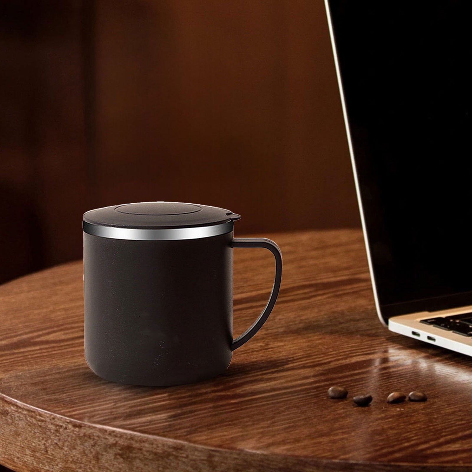 Uuiauoio 350ml Stainless Steel Coffee Mug - Double Wall Insulated Travel Coffee Mug - Unbreakable Metal Coffee Cup for Camping, Office & Car, Leakproof with Handle, 1ps