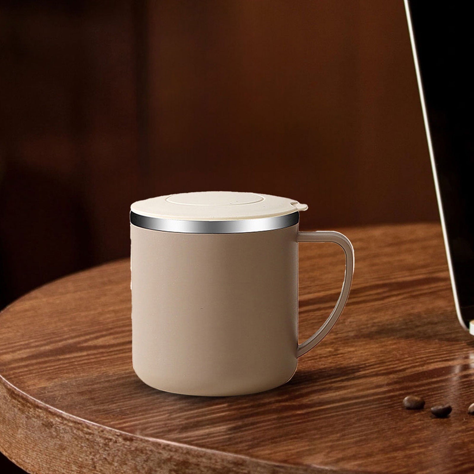 Uuiauoio 350ml Stainless Steel Coffee Mug - Double Wall Insulated Travel Coffee Mug - Unbreakable Metal Coffee Cup for Camping, Office & Car, Leakproof with Handle, 1ps