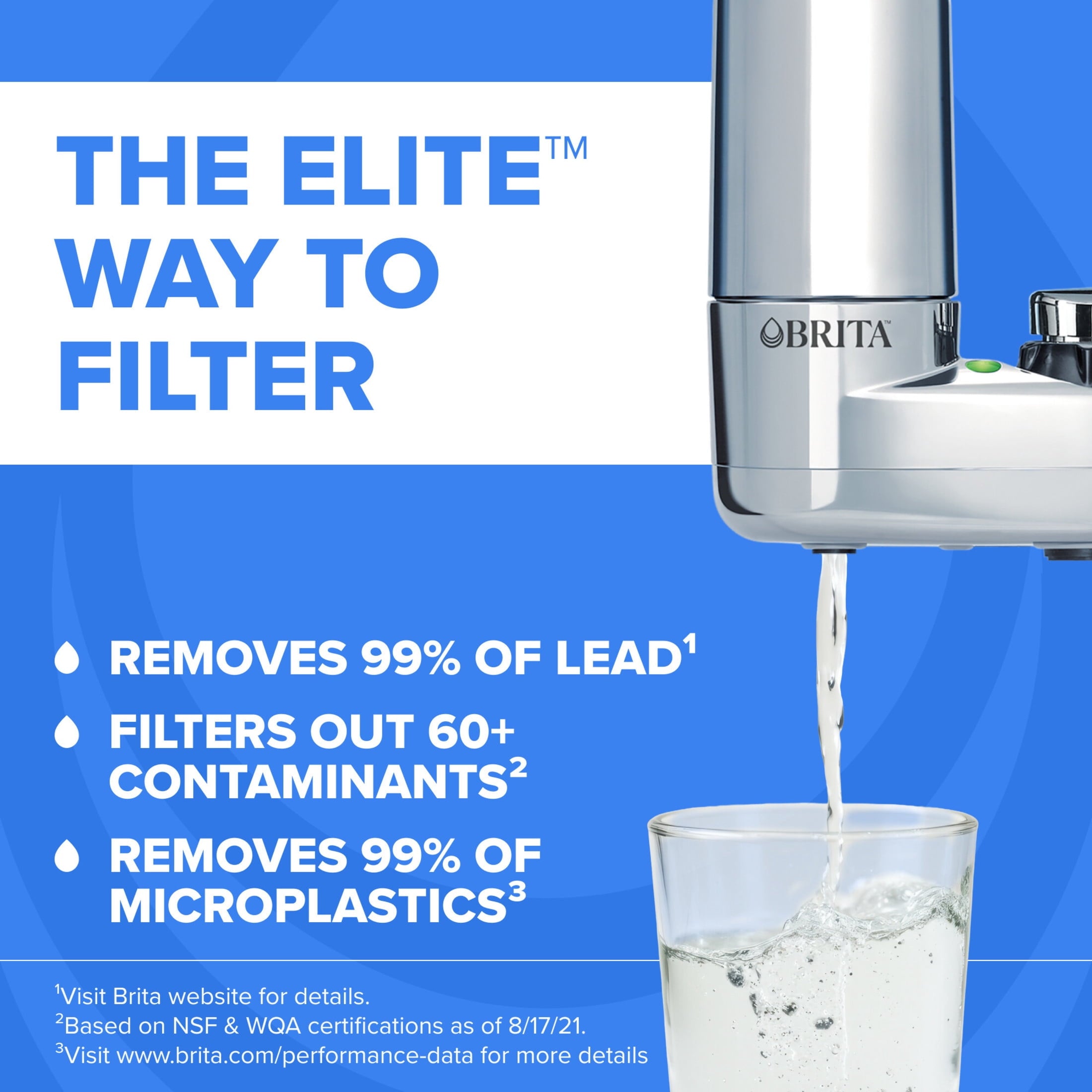 Brita Elite Chrome - Faucet Water Filter System, 2 Replacement Filters, Reduces Lead