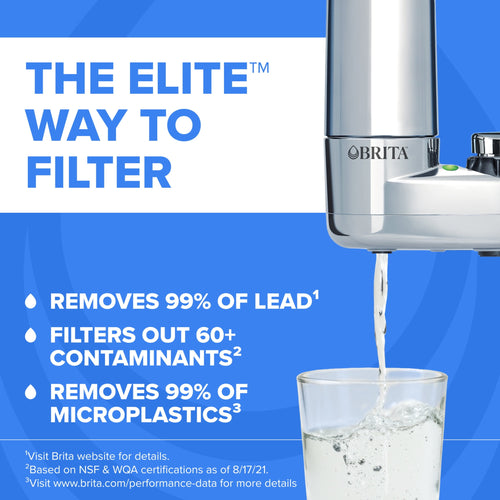 Brita Elite Chrome - Faucet Water Filter System, 2 Replacement Filters, Reduces Lead