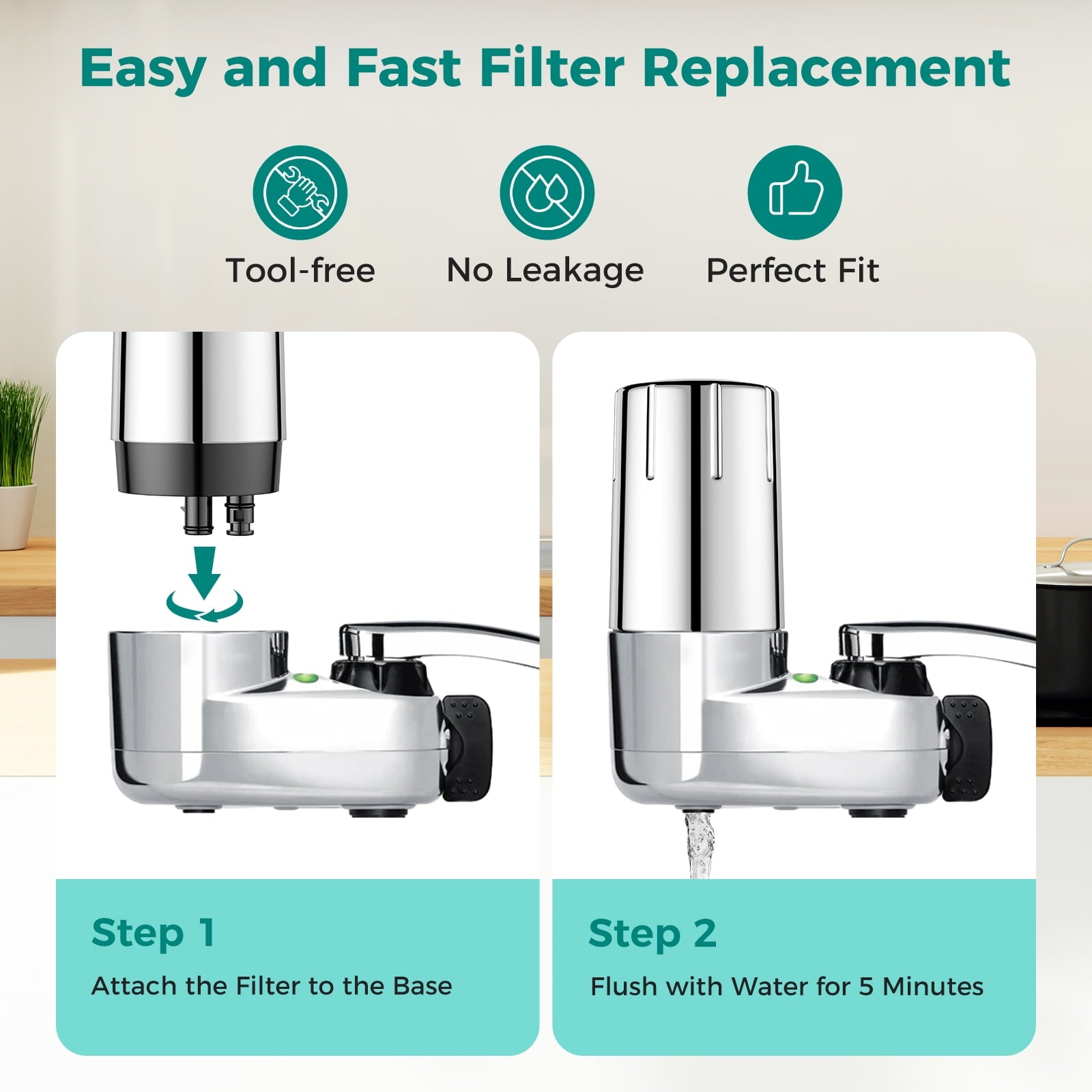 Fil-Fresh 3-Pack Faucet Water Filter - Replacement for Brita Faucet Brita Faucet Water Filter, FR-200, FF-100, Brita 36311 On Tap Faucet Filter System, BPA-Free, 4-Month/100 Gallon, Chrome Finish