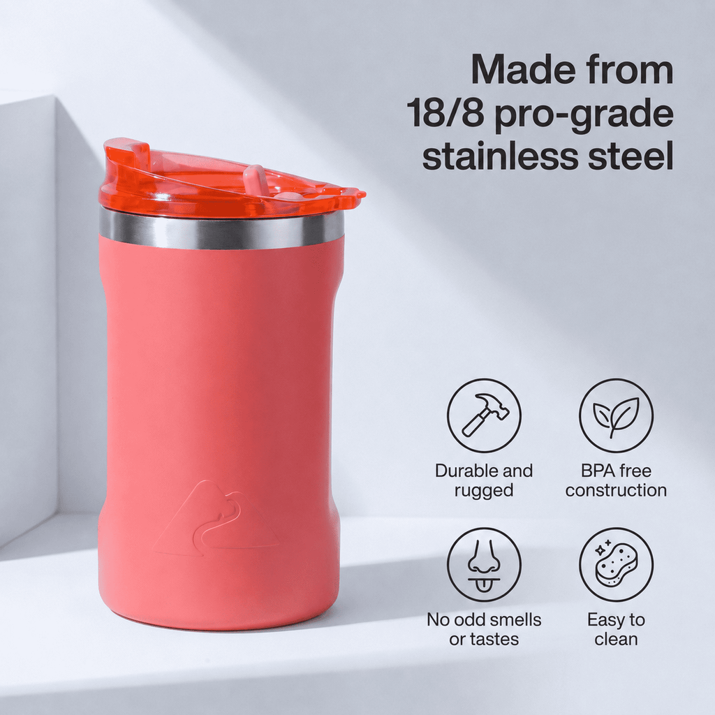 Ozark Trail 16oz Ceramic Lined Stainless Steel Can Tumbler with 2-in-1 Lid - Coral