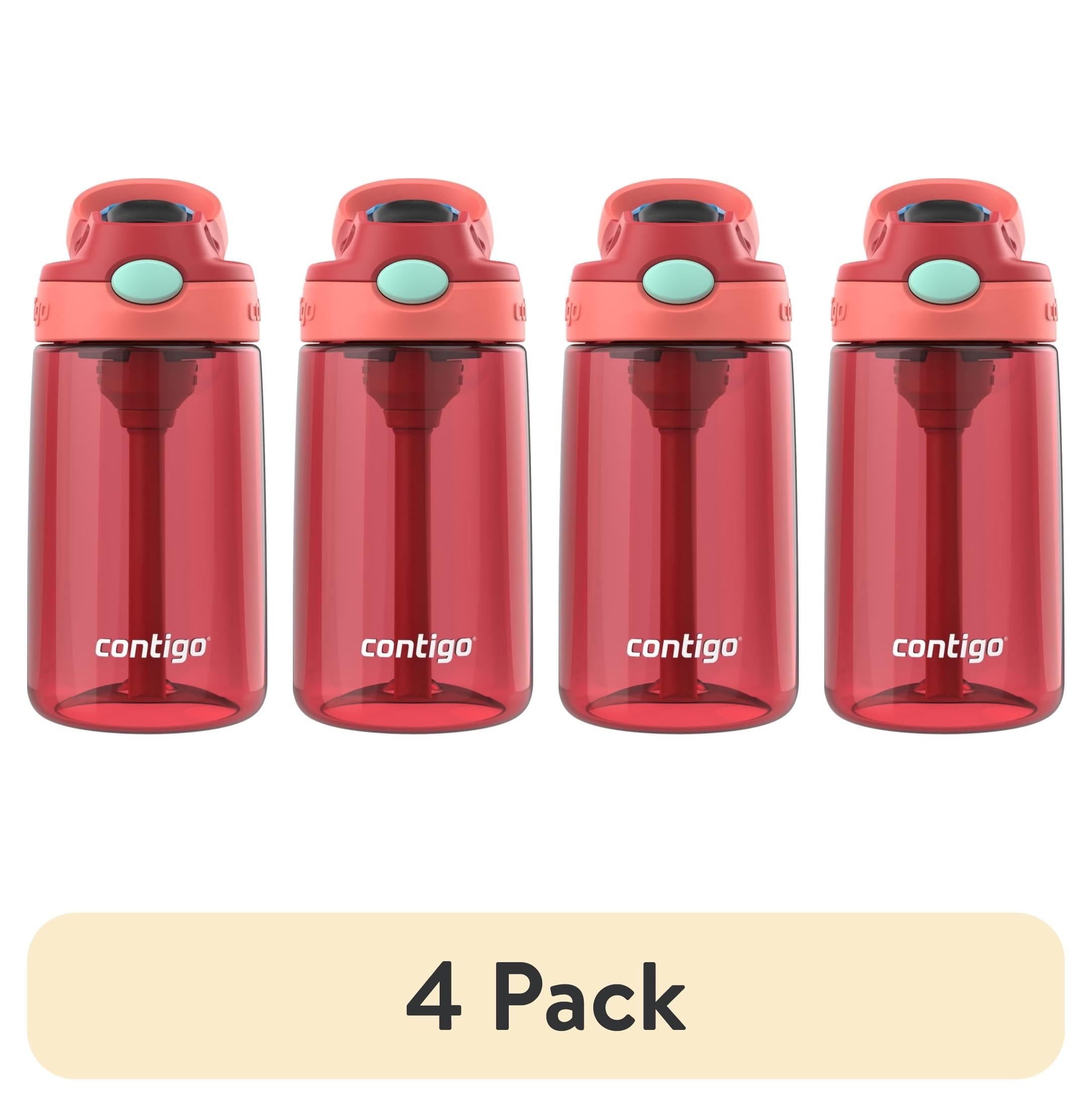 Contigo Kids Water Bottle with Redesigned AUTOSPOUT Straw - 14 oz., Goji Berry Coral - 4-Pack