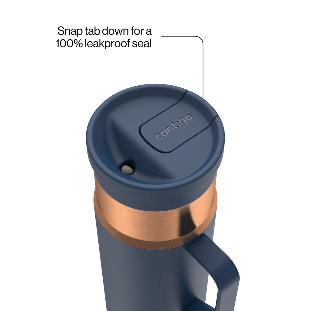 Contigo 20 oz Stainless Steel Travel Mug Tumbler – Leak-Proof Insulated Coffee Mug - Keeps Drinks Hot, Side Handle, Dark Blue/Bronze