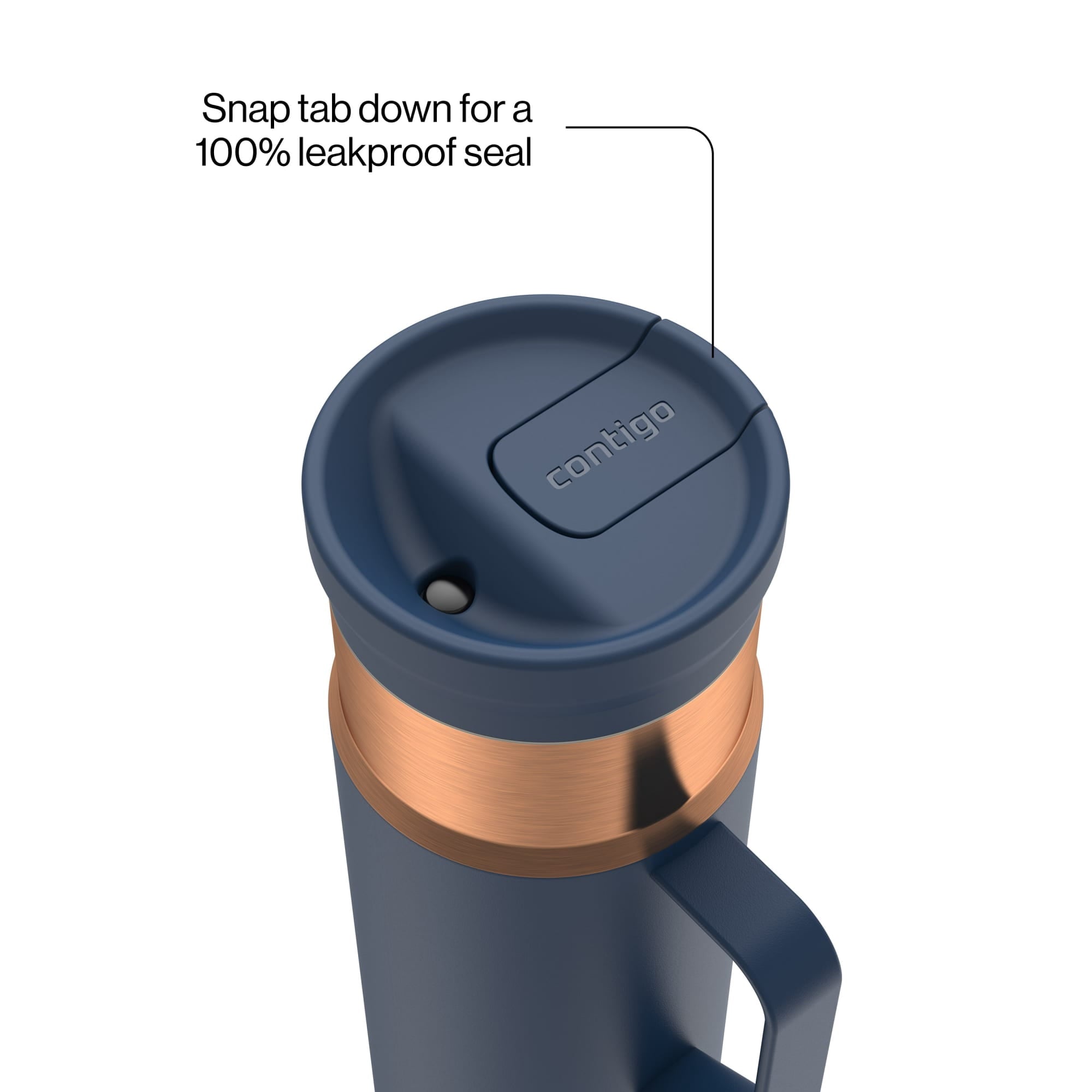 Contigo 20 oz Stainless Steel Travel Mug Tumbler – Leak-Proof Insulated Coffee Mug - Keeps Drinks Hot, Side Handle, Dark Blue/Bronze