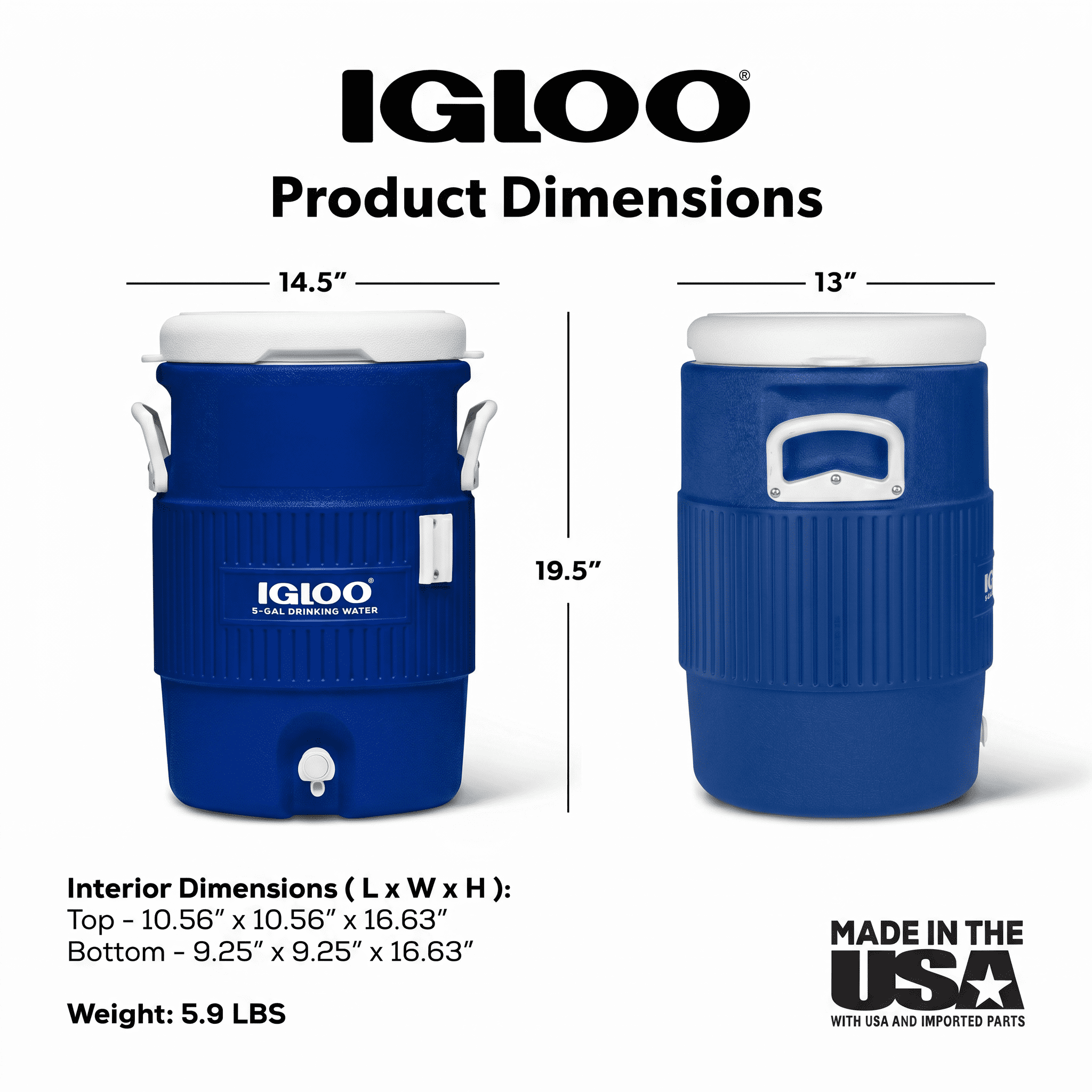 Igloo 5 Gallon Heavy-Duty Beverage Cooler - Blue