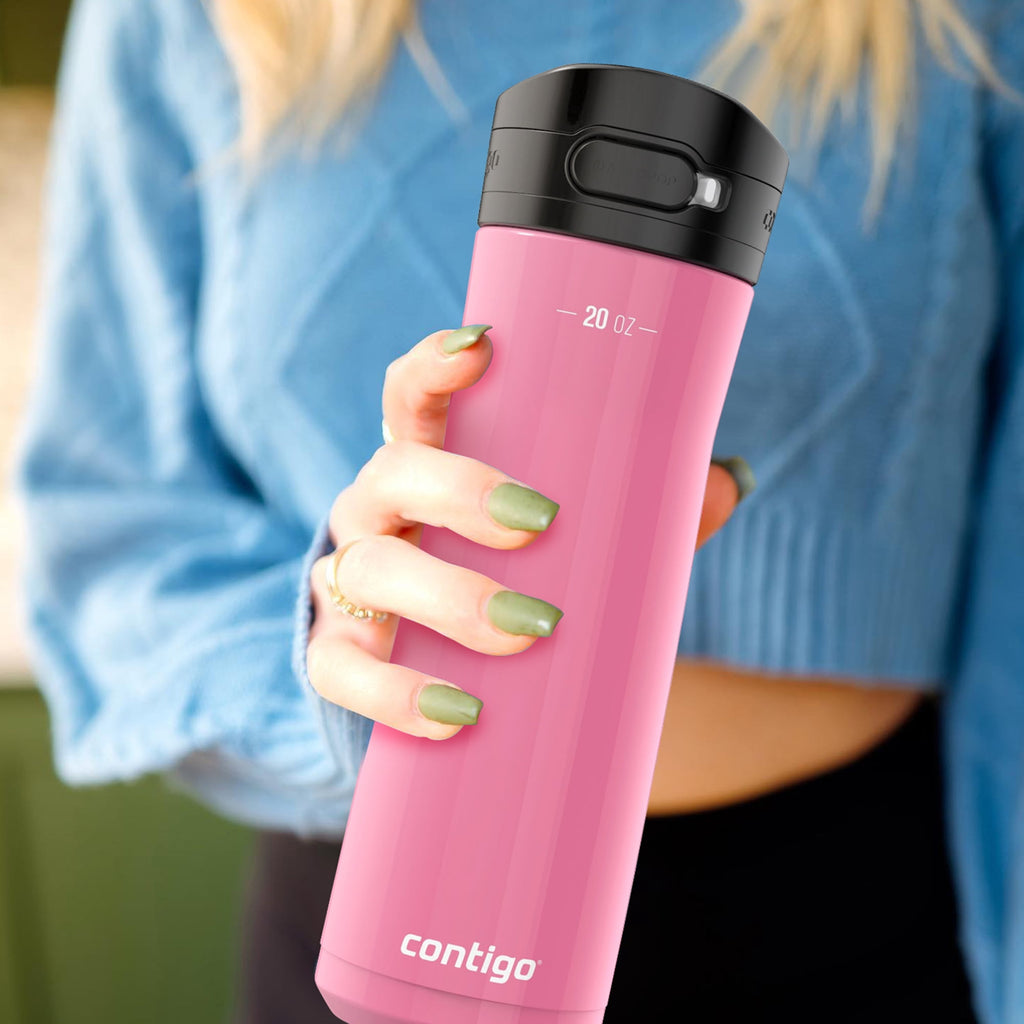 Contigo Jackson Chill 2.0 Stainless Steel Water Bottle with AUTOPOP Lid - 20 Ounces, Azalea