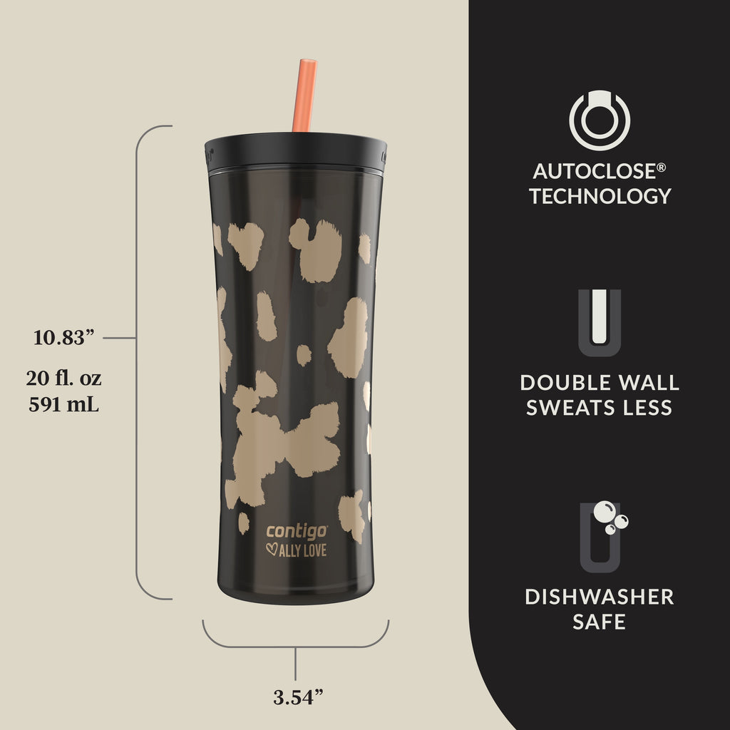 Contigo 20oz Shake & Go Tumbler - Plastic with Straw, Licorice Cowhide Couture