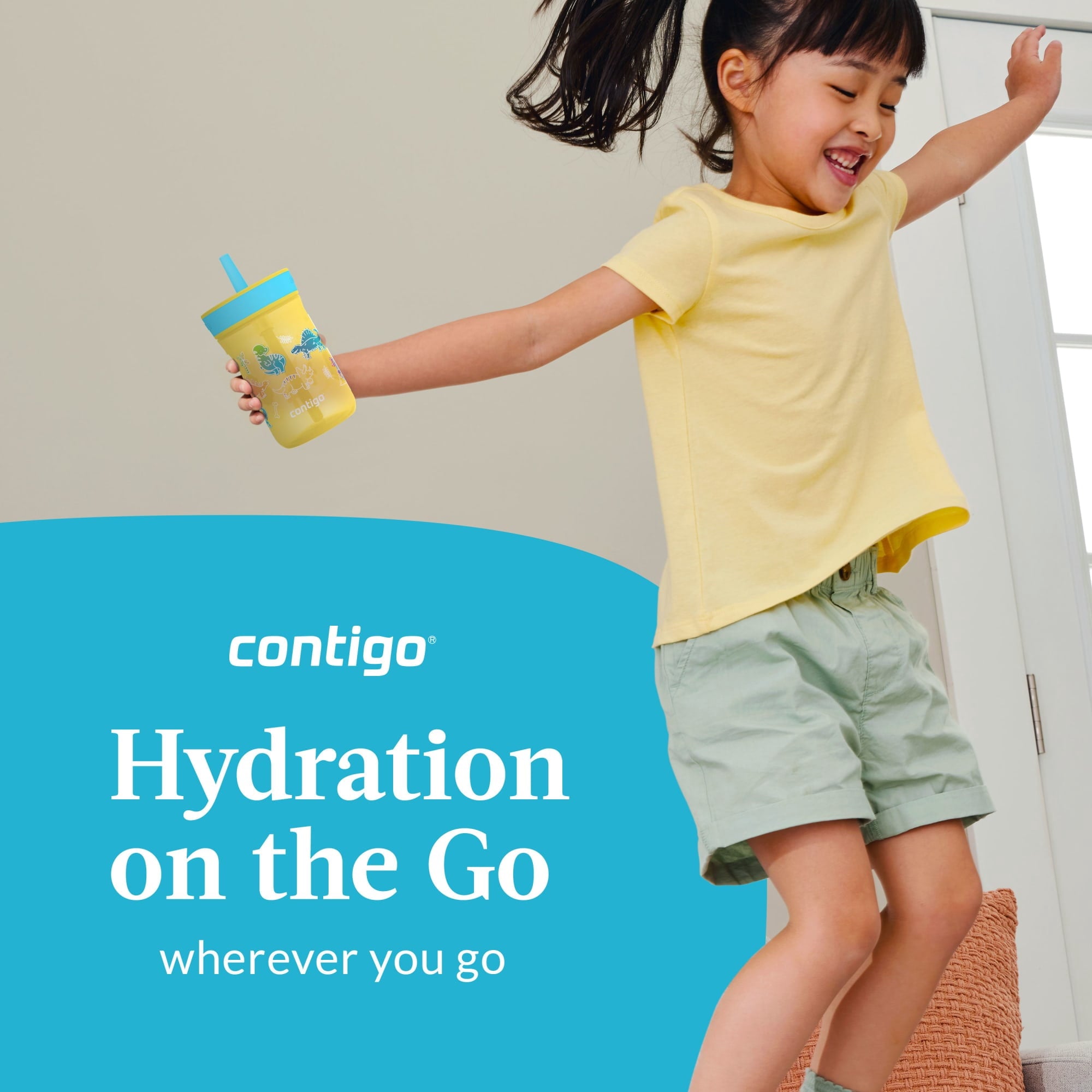 Contigo Kids Leighton Spill-Proof Tumbler with Straw - Ages 3+, 14 oz, Yellow