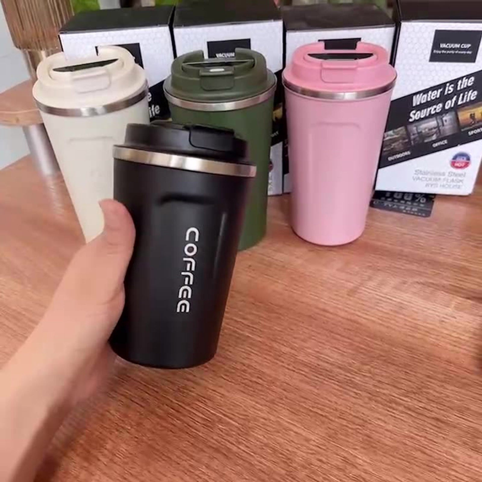 Stainless Steel Travel Thermal Coffee Mug Cup with Lid Vacuum Insulated Leak-Proof 17Oz - Portable Car Commuter Office Camping Coffee Cup, Double Wall Reusable Metal Coffee Flask, Cup*1 Piece