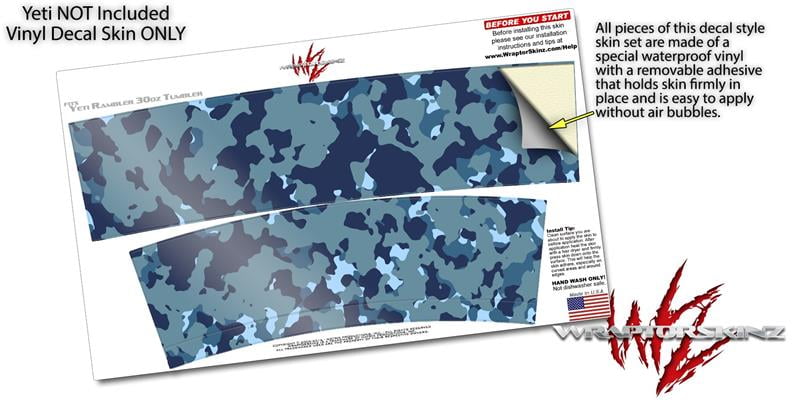 Skin Decal Wrap for Yeti Tumbler Rambler 30 oz WraptorCamo Old School Camouflage Camo Navy ( 30oz TUMBLER NOT INCLUDED )