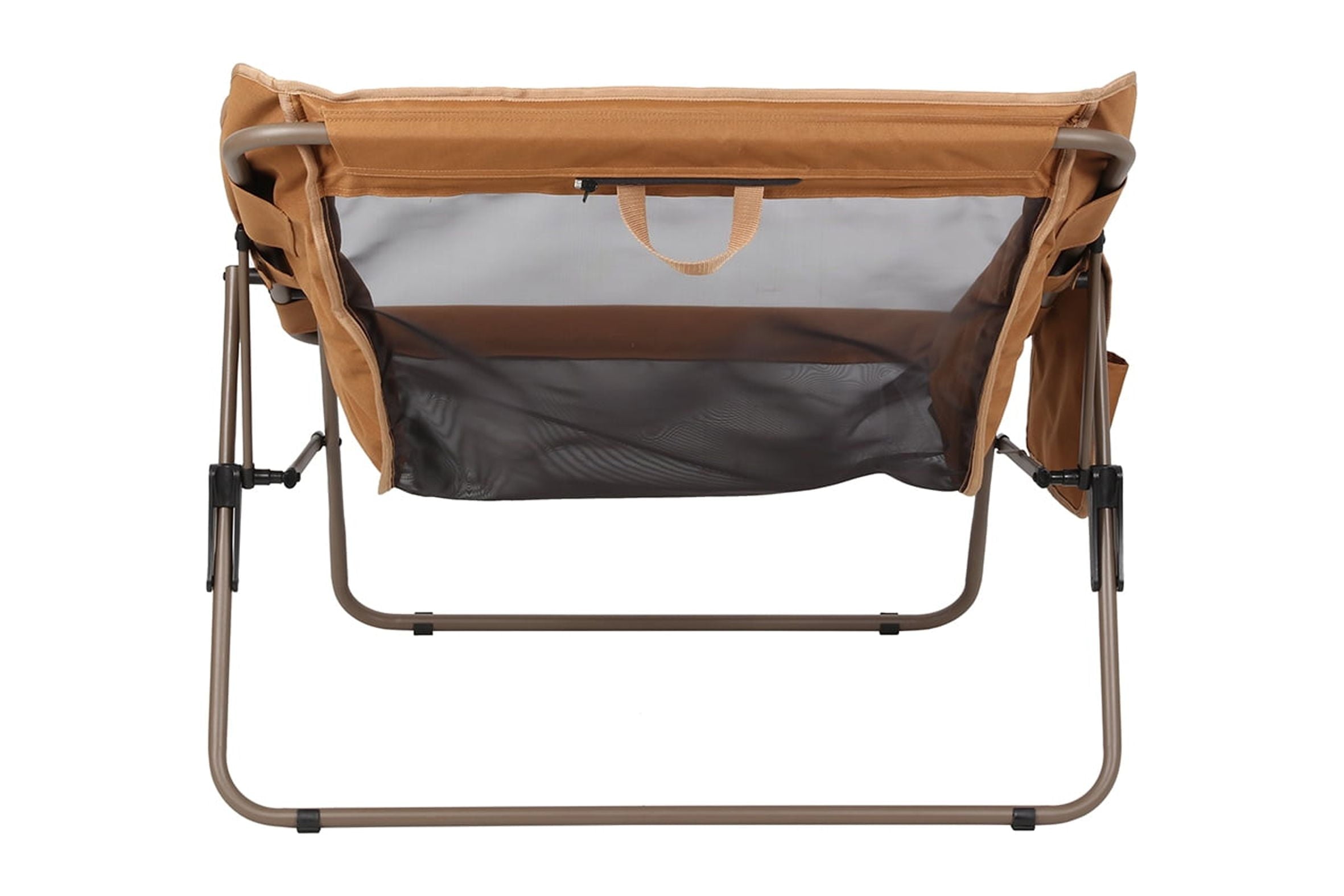 Ozark Trail Padded Foldable Camping Glamping Chair with Side Storage - Brown and Beige, Adult