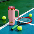 Ozark Trail 30 oz Stainless Steel Insulated Travel Tumbler with Handle and Flip Straw Lid - Rose Shimmer