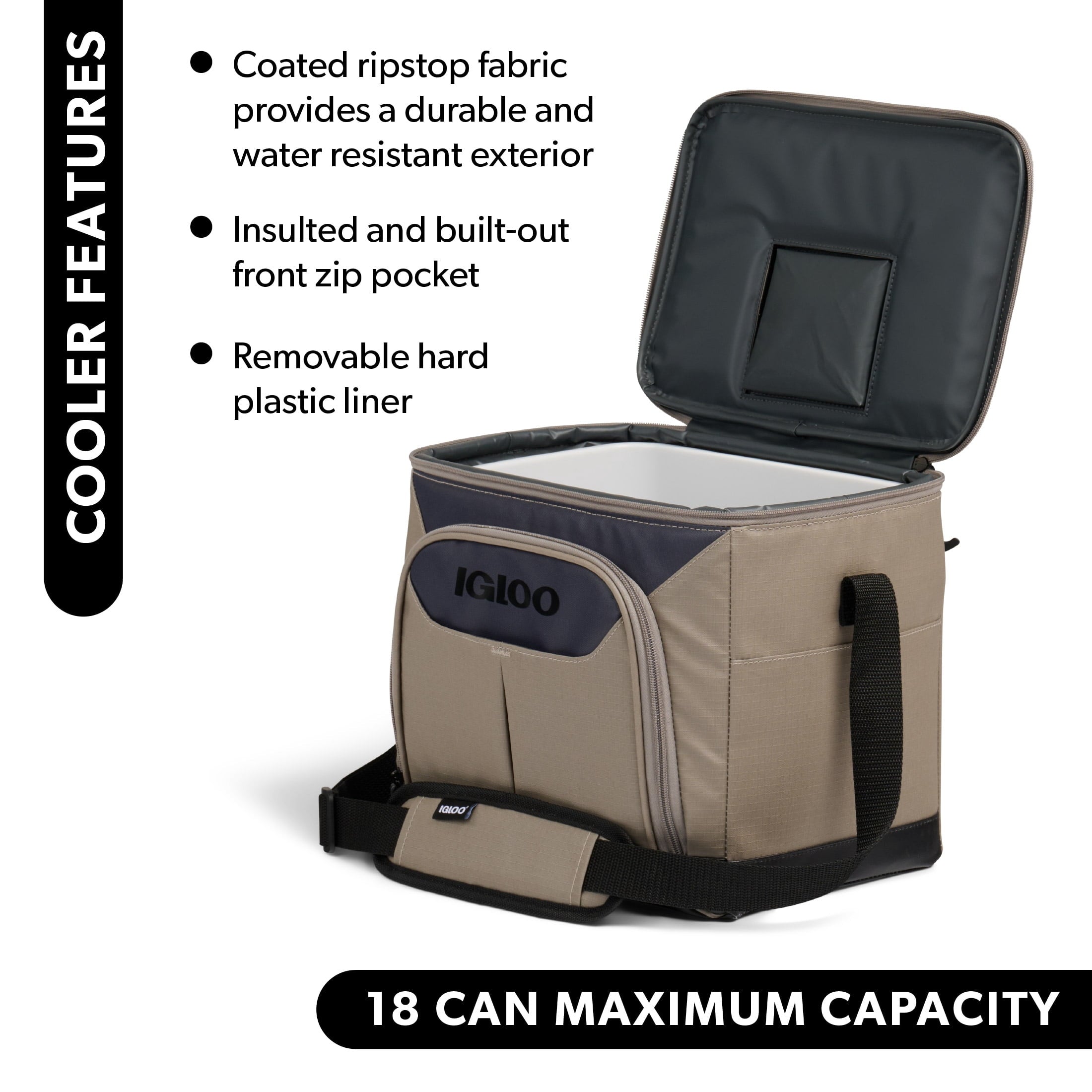 Igloo Trek 18 Can Capacity Softside Cooler with Hard Liner - Sandstone Tan