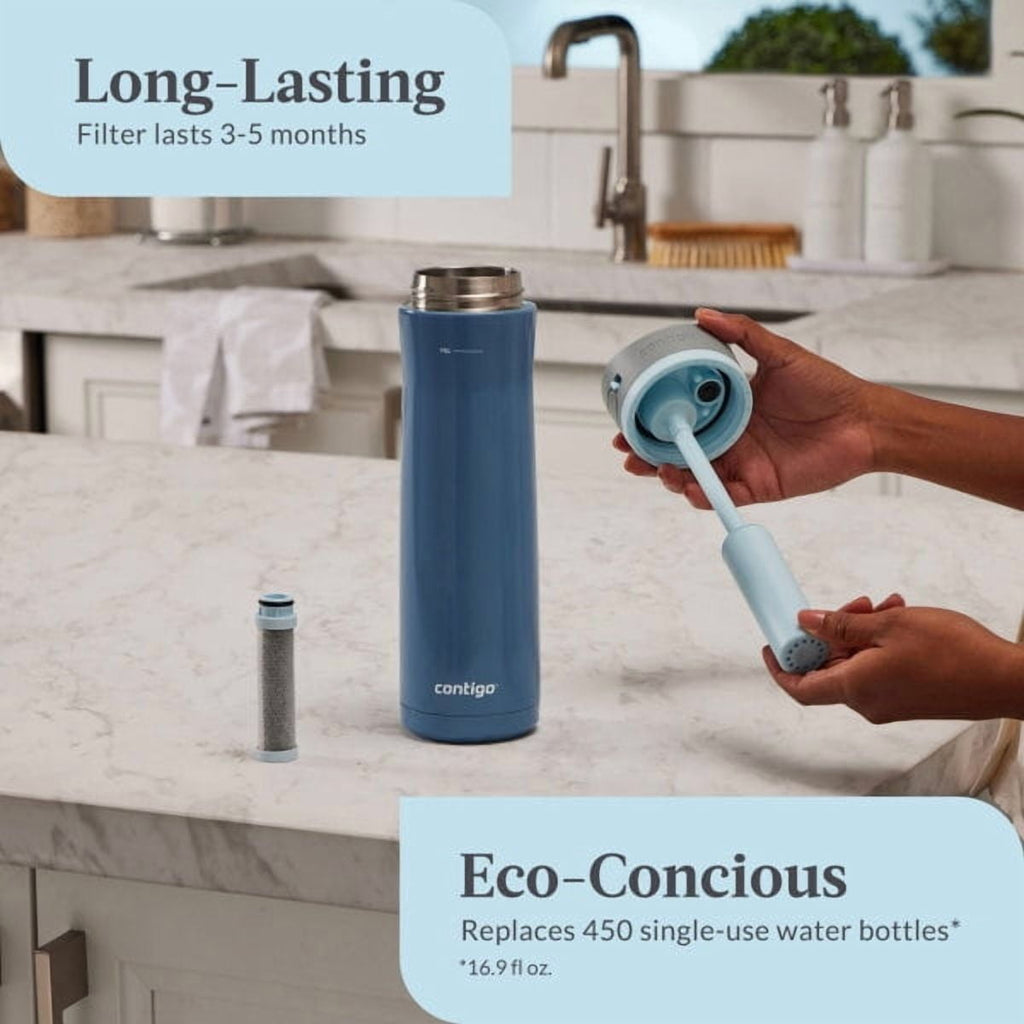 Contigo 24 oz. Wells Chill Stainless Steel Filter Bottle w/ Filters - Dark Ice