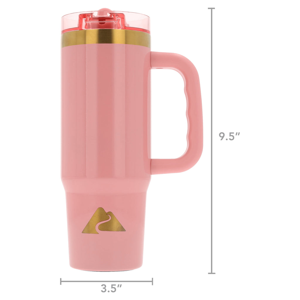 Ozark Trail 30 oz Stainless Steel Insulated Travel Tumbler with Handle and Flip Straw Lid - Rose Shimmer